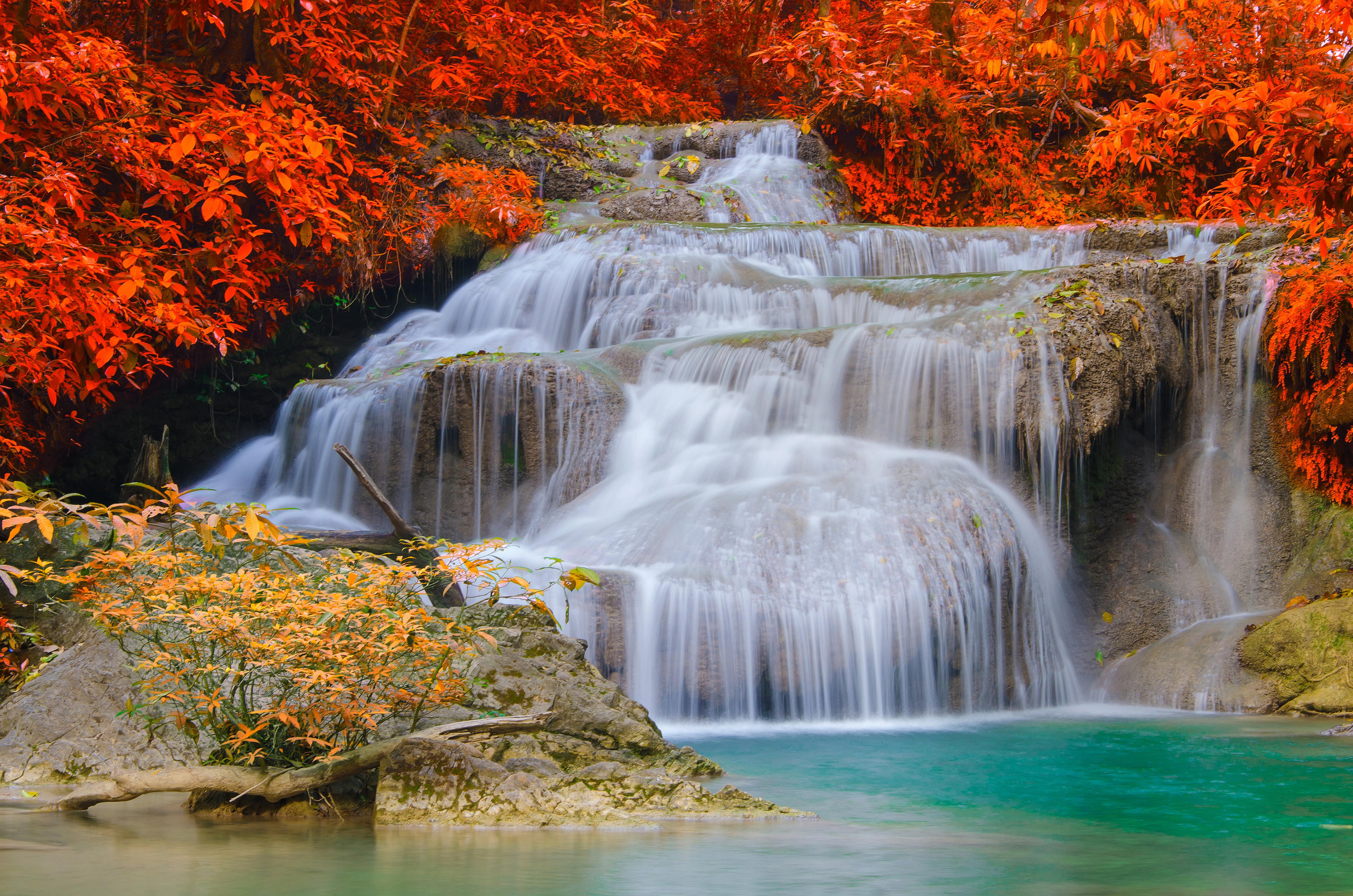 Waterfall in Autumn 5k Retina Ultra HD Wallpaper