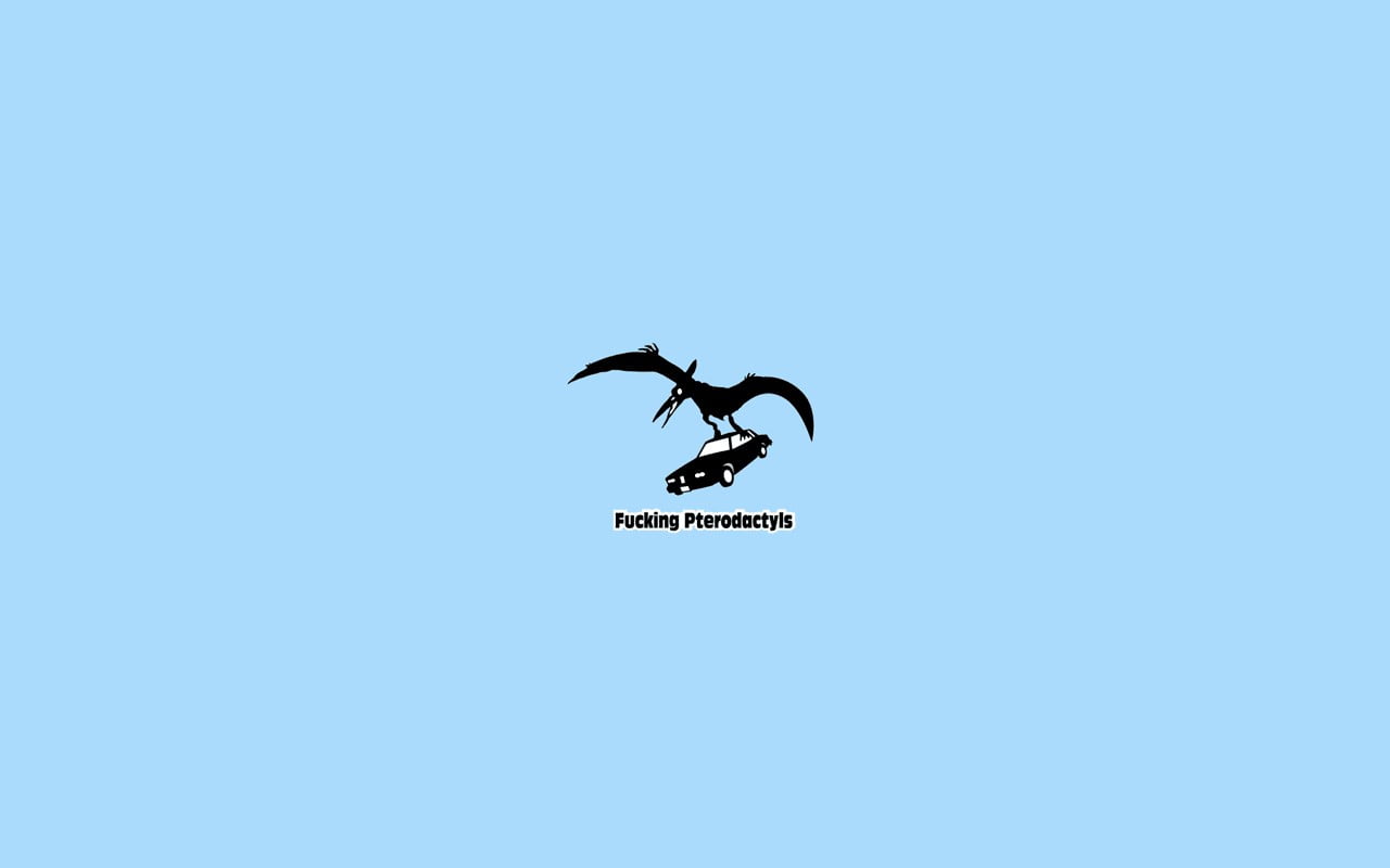 Fucking Pterodactyl logo, minimalism, text, humor, dinosaurs