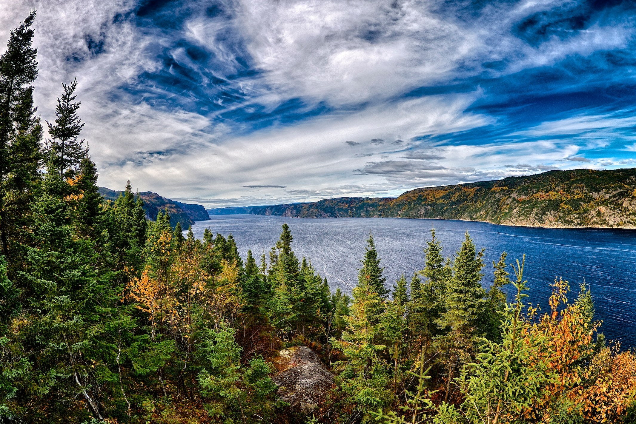 HD wallpaper: autumn, canada, lake, landscape, quebec, river