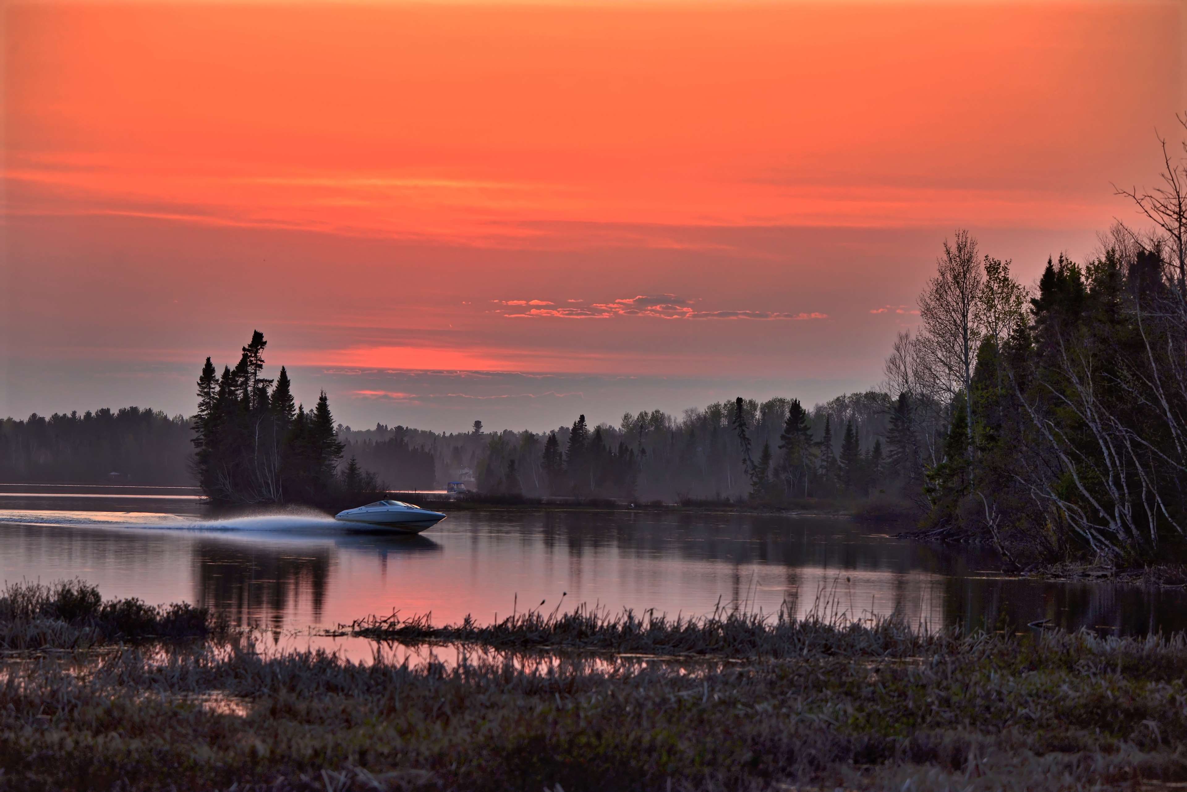boat, canada, colors, lake, landscape, nature