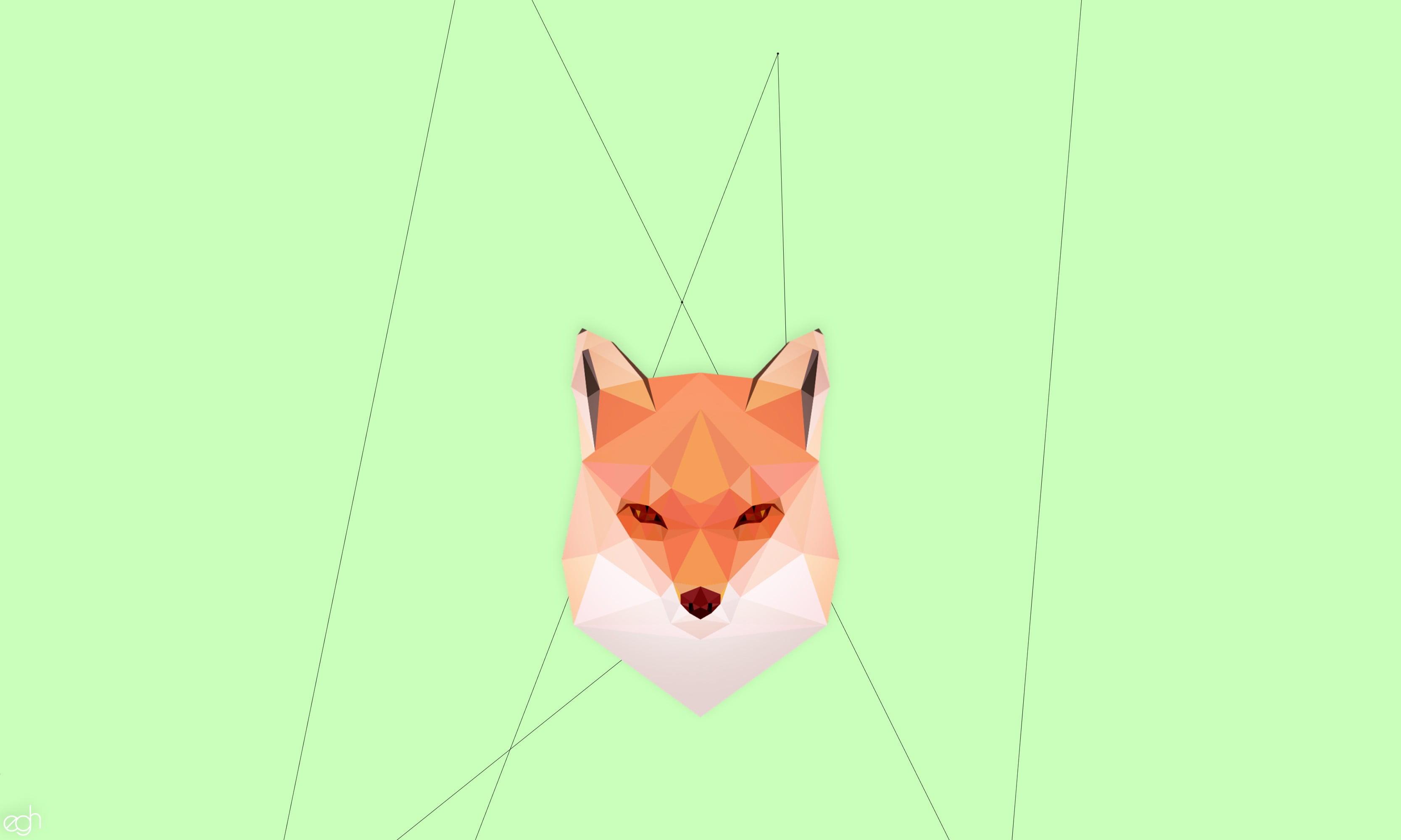 Brown and white fox logo, fox, abstract, geometry, fox cubs