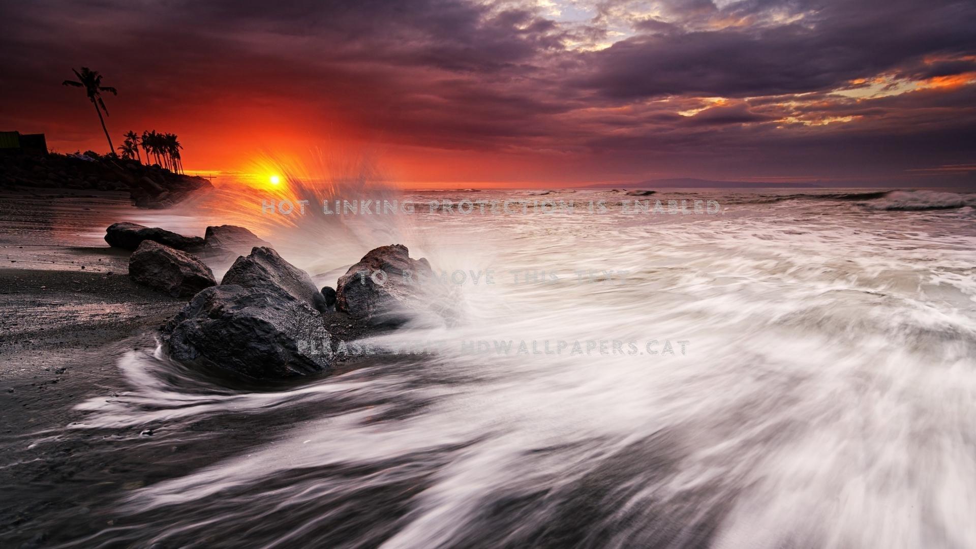 Magical Bali Beach At Sunset Rocks Clouds Beach