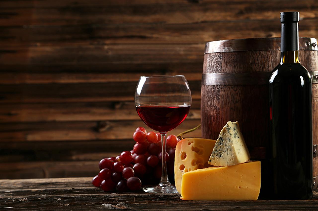 Photo Wine cask Cheese Grapes Food Bottle Stemware