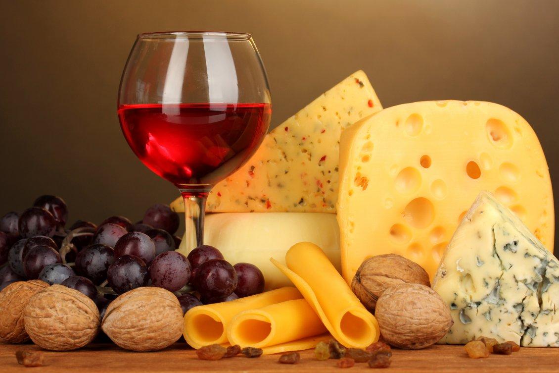 Cheese mix and a glass of red wine season food