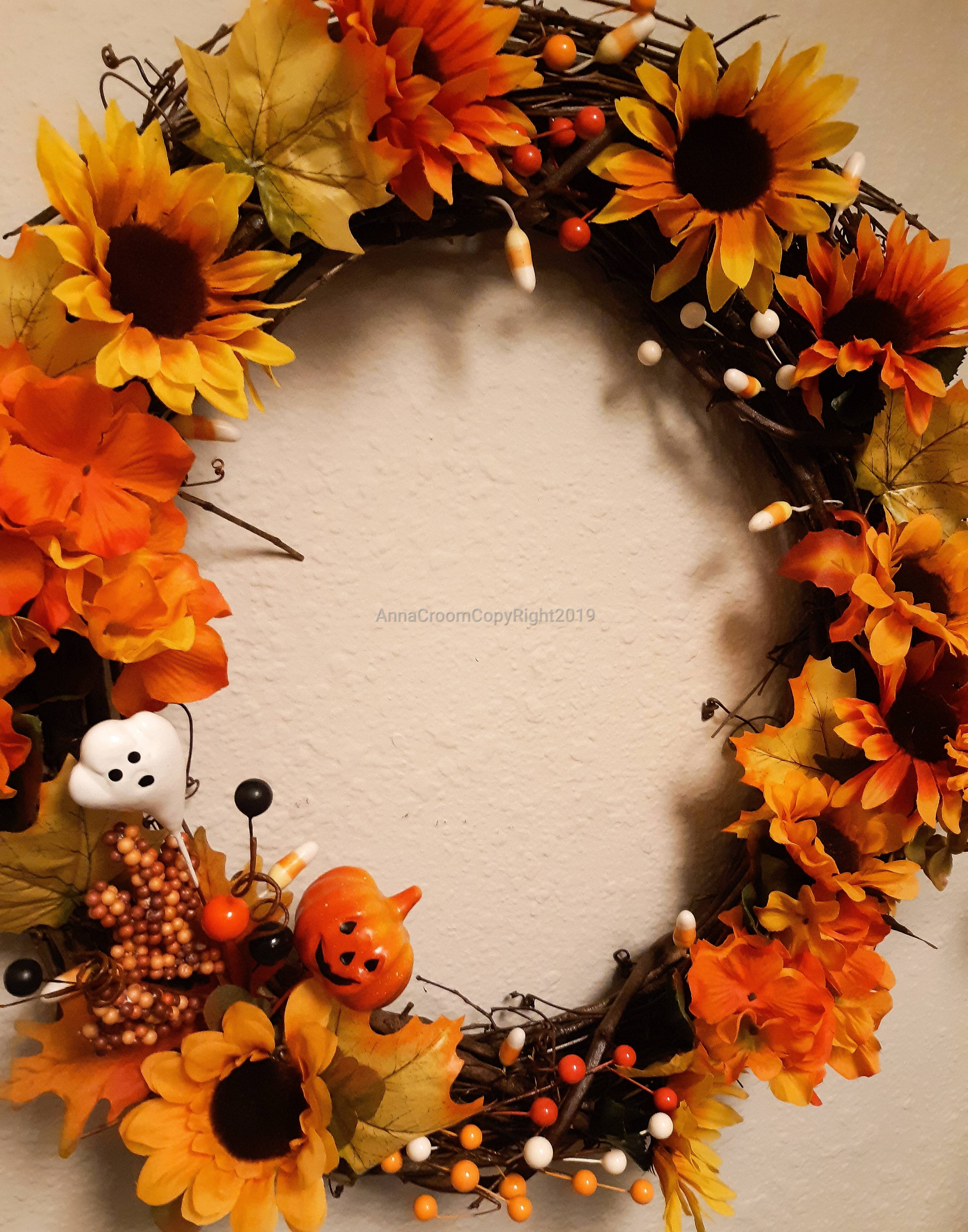 Autumn wreath and some drip art
