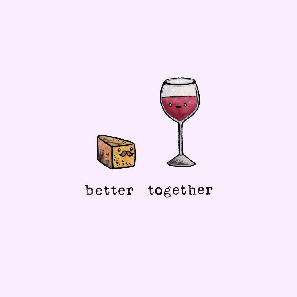 I love wine & cheese. I love. Cheese drawing, Cute