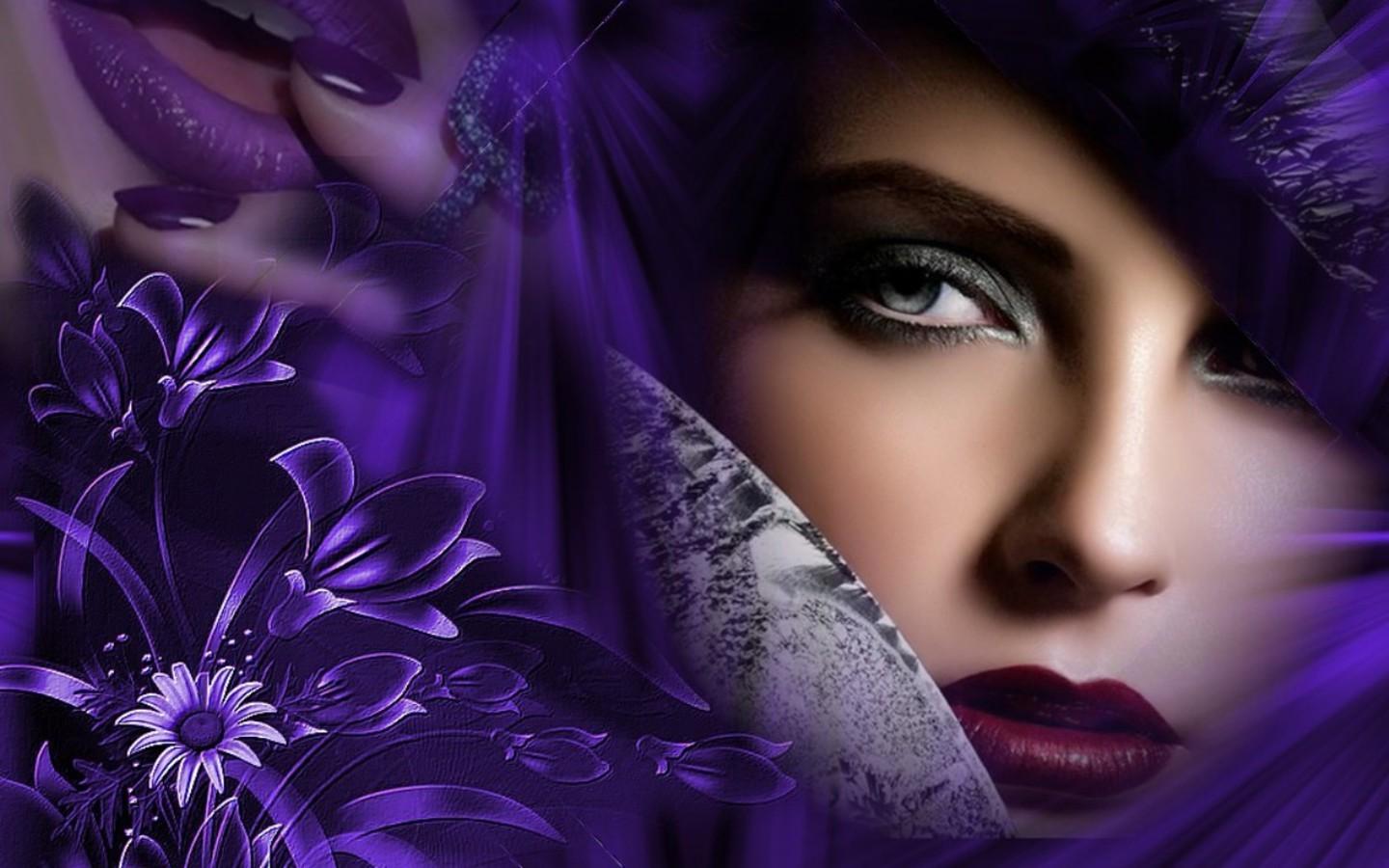 Download Women Purple Wallpaper 1440x900