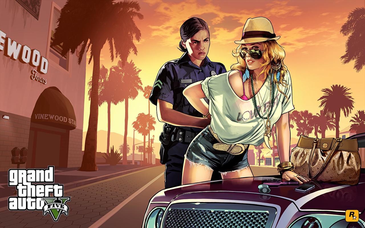 Wallpaper GTA 5 Grand Theft Auto Police Tracey De Santa Hat