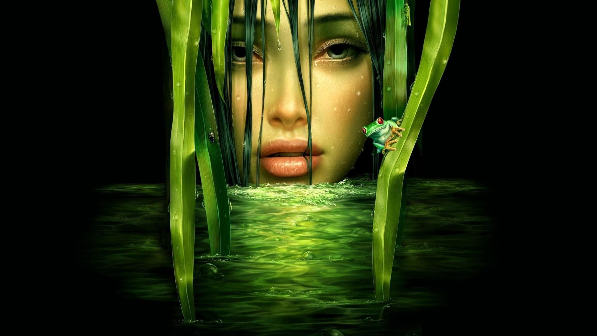 Green water lady 3D wallpaper. HD Wallpaper Rocks