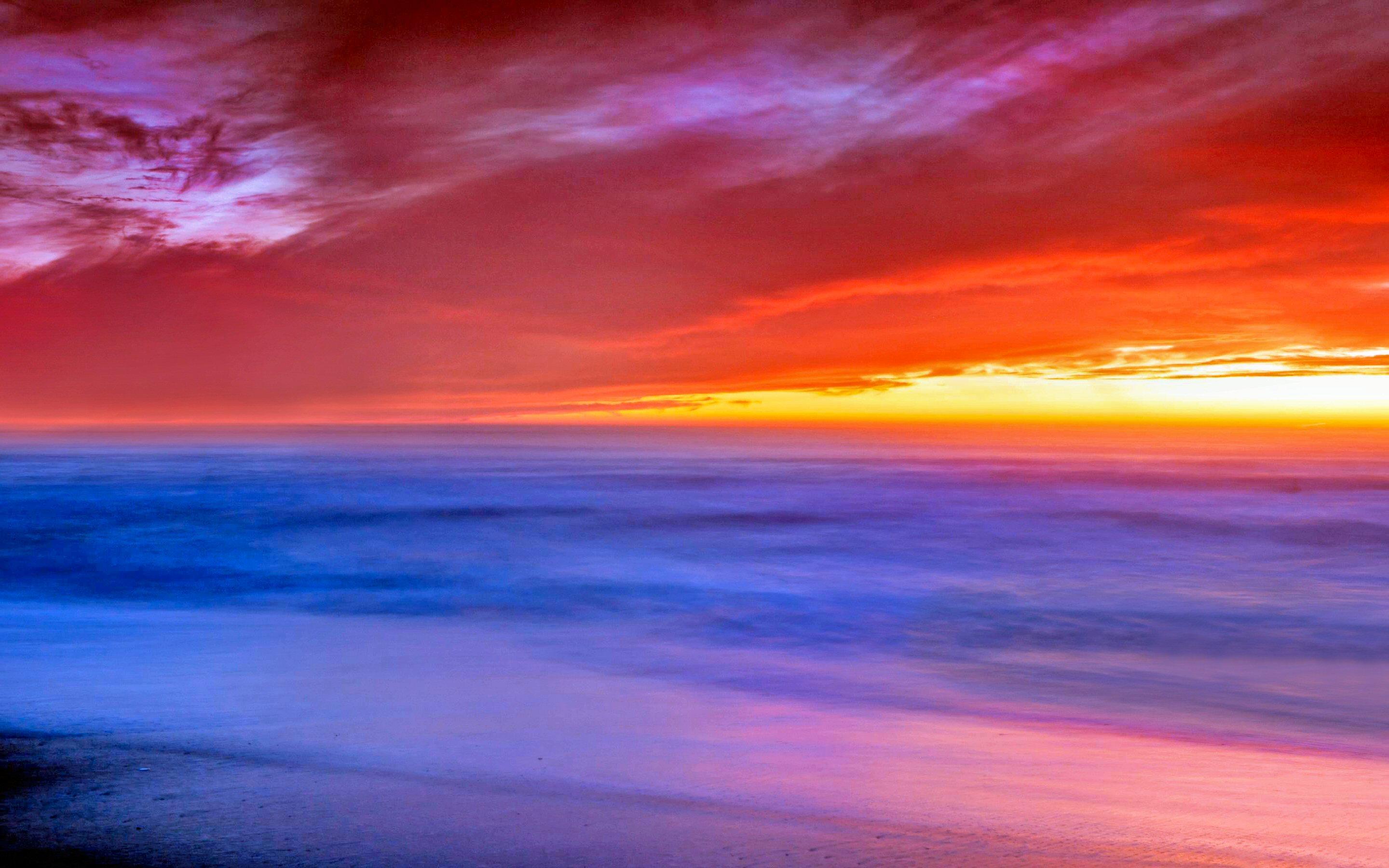 Sea Sunset Red Sky Scenery Wallpaper Sky