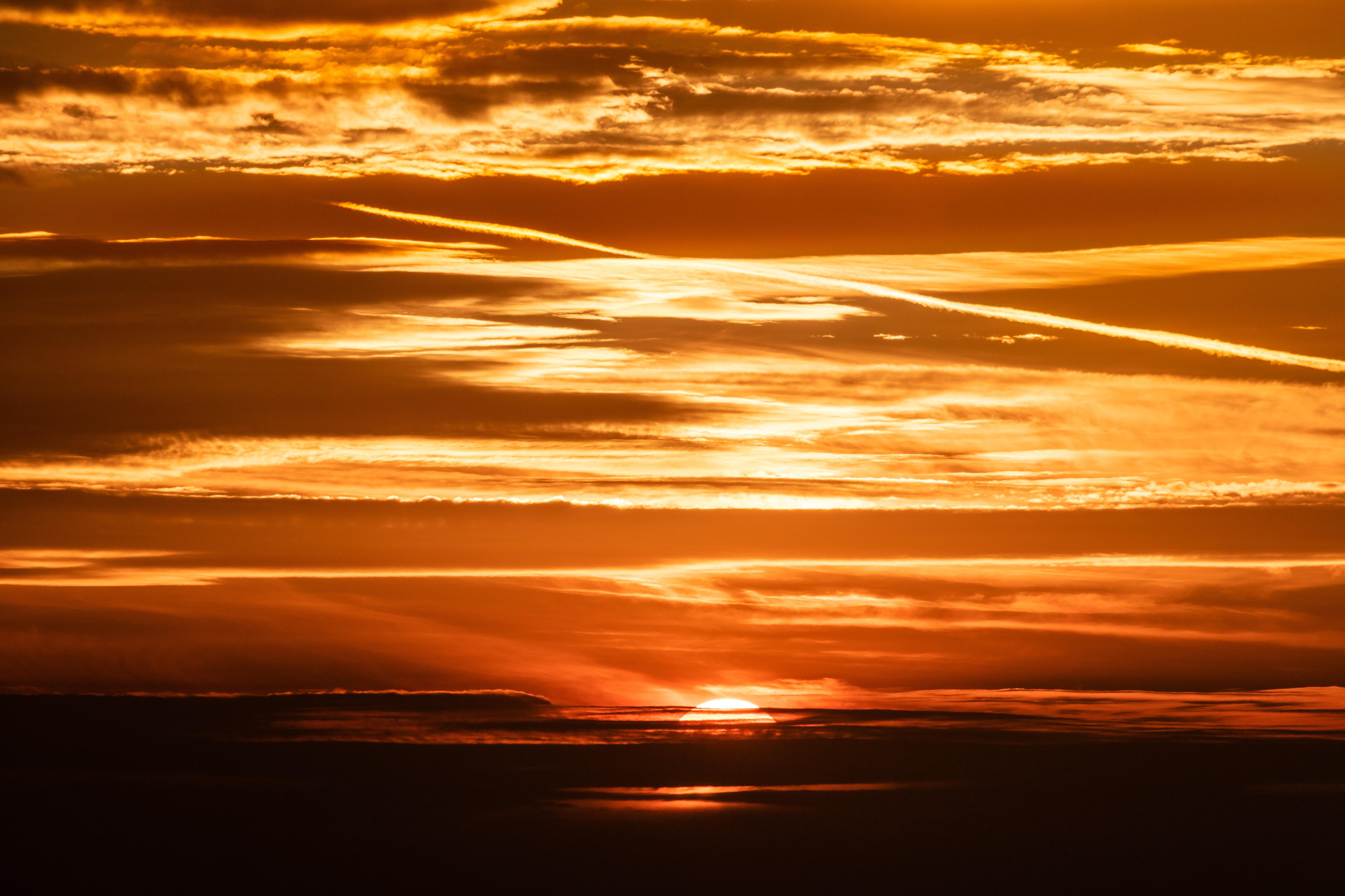 wallpaper sunset, sun, clouds, sky, twilight HD, Widescreen