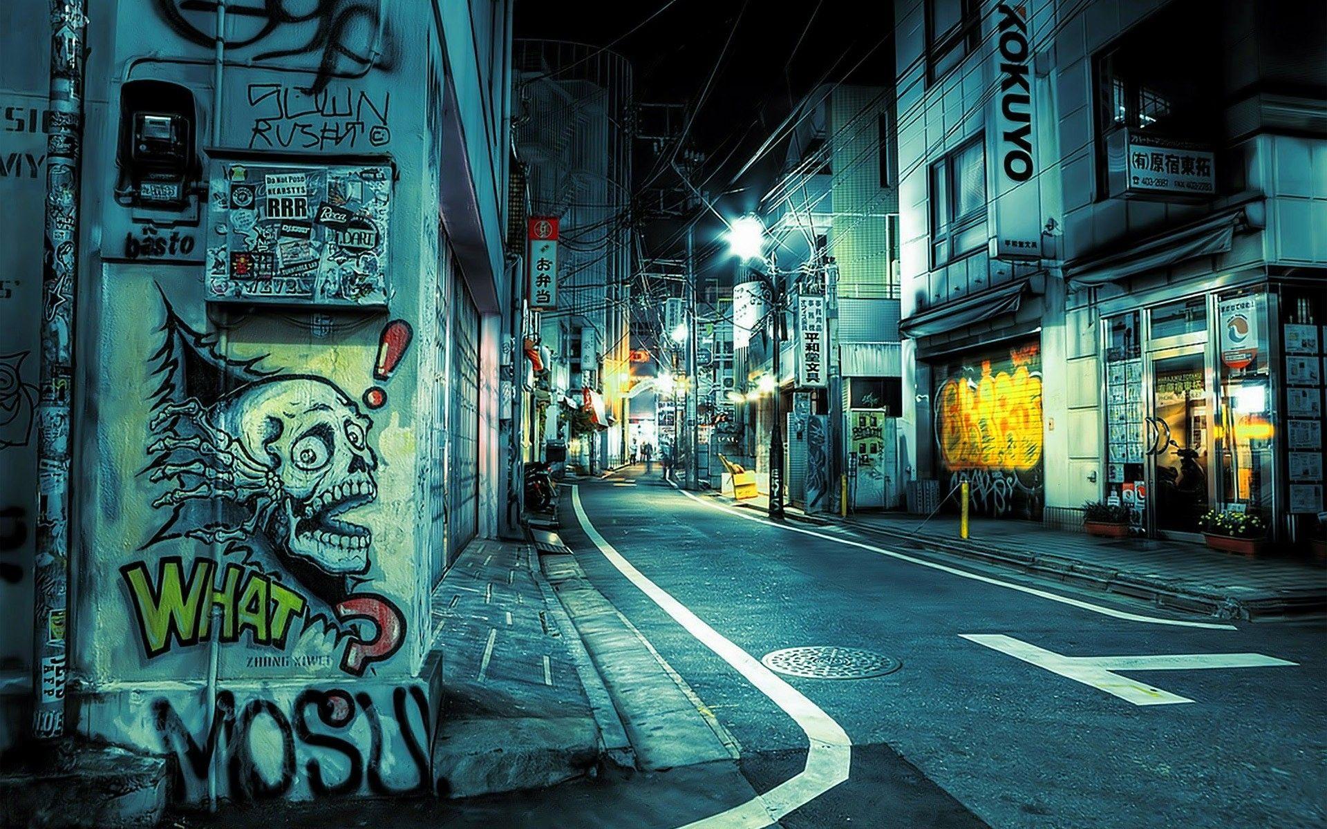 Tokyo Night Wallpaper HD Resolution. Street graffiti, Graffiti wallpaper, Street art