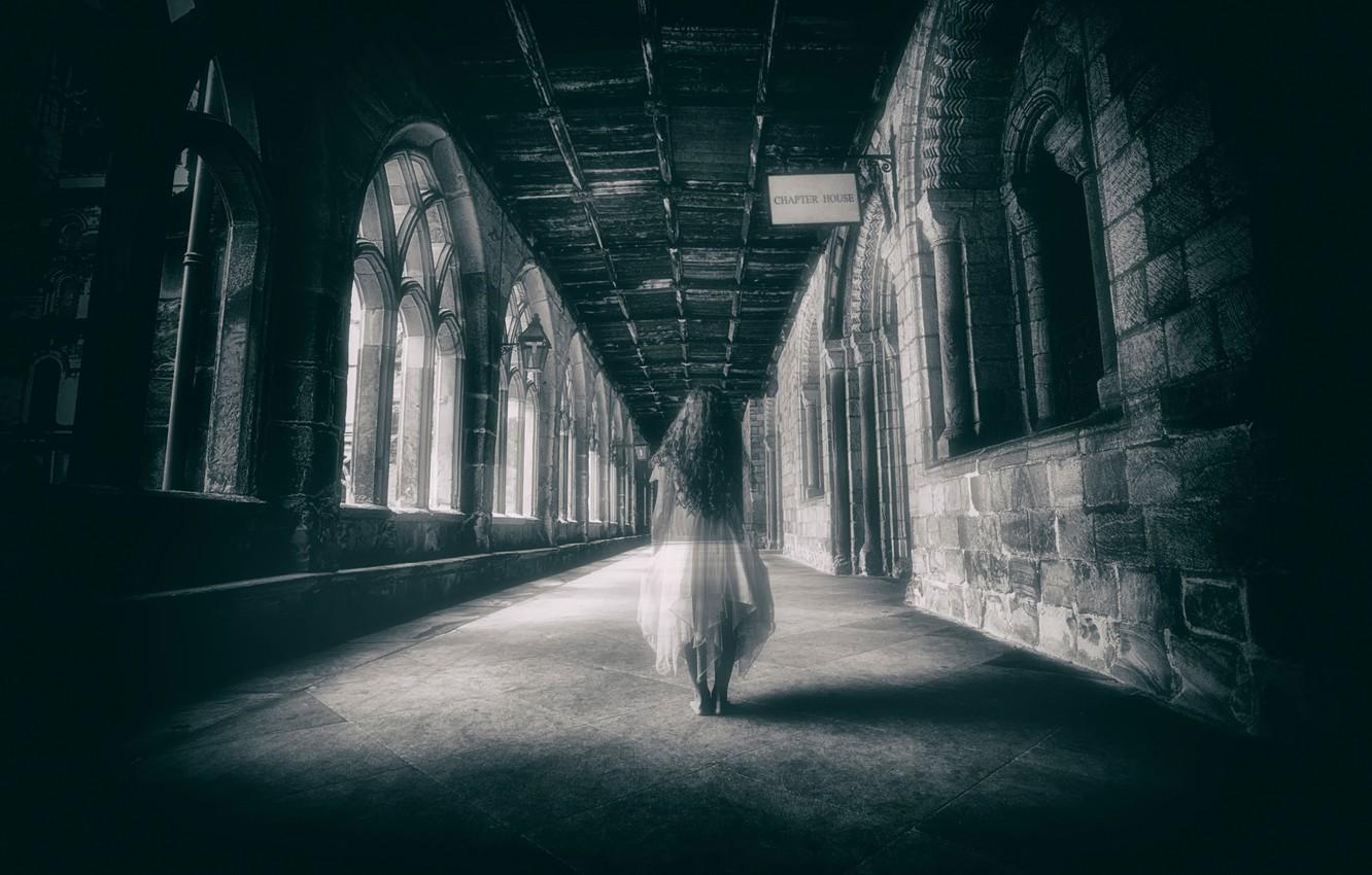 Wallpaper castle, corridor, Ghost, girl, Alone image