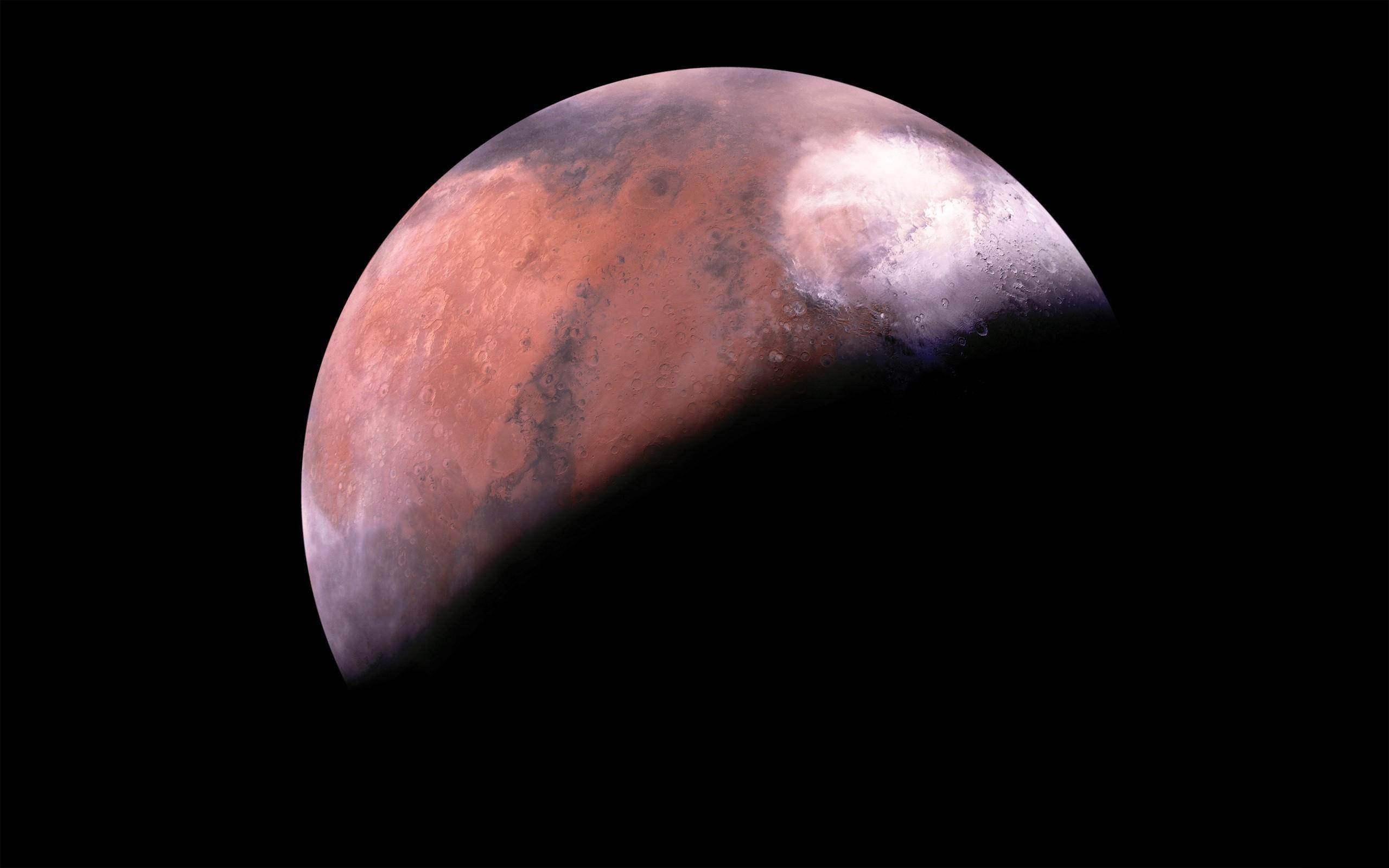 Download wallpaper 2560x1600 mars, planet, shadow, space HD