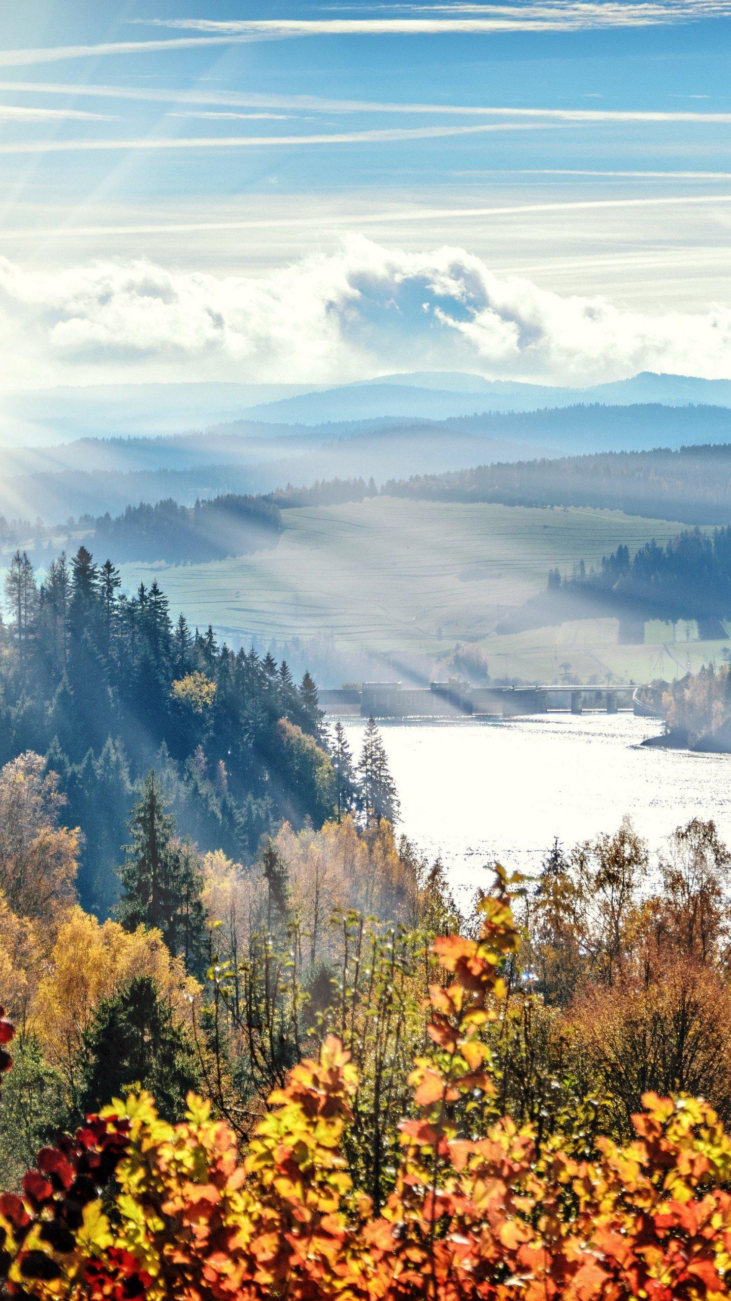 Autumn Forest River Scene Wallpaper, Android & Desktop Background
