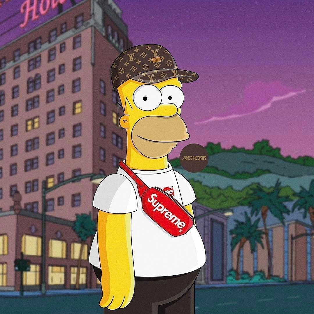 Homer Simpson Wearing Supreme, HD Wallpaper & background