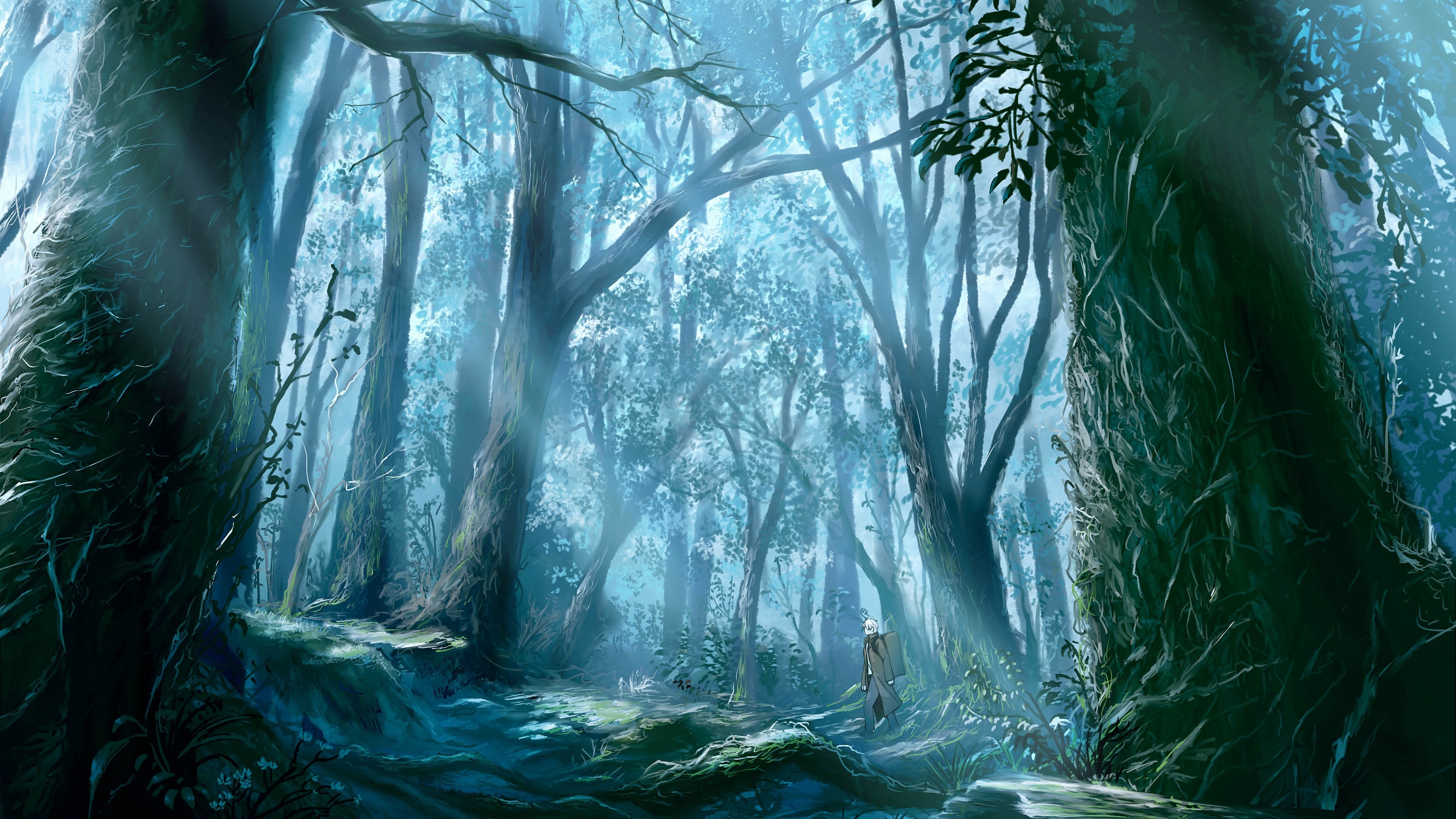 Download 3840x2160 Mushishi, Ginko, Walking, Forest, Trees