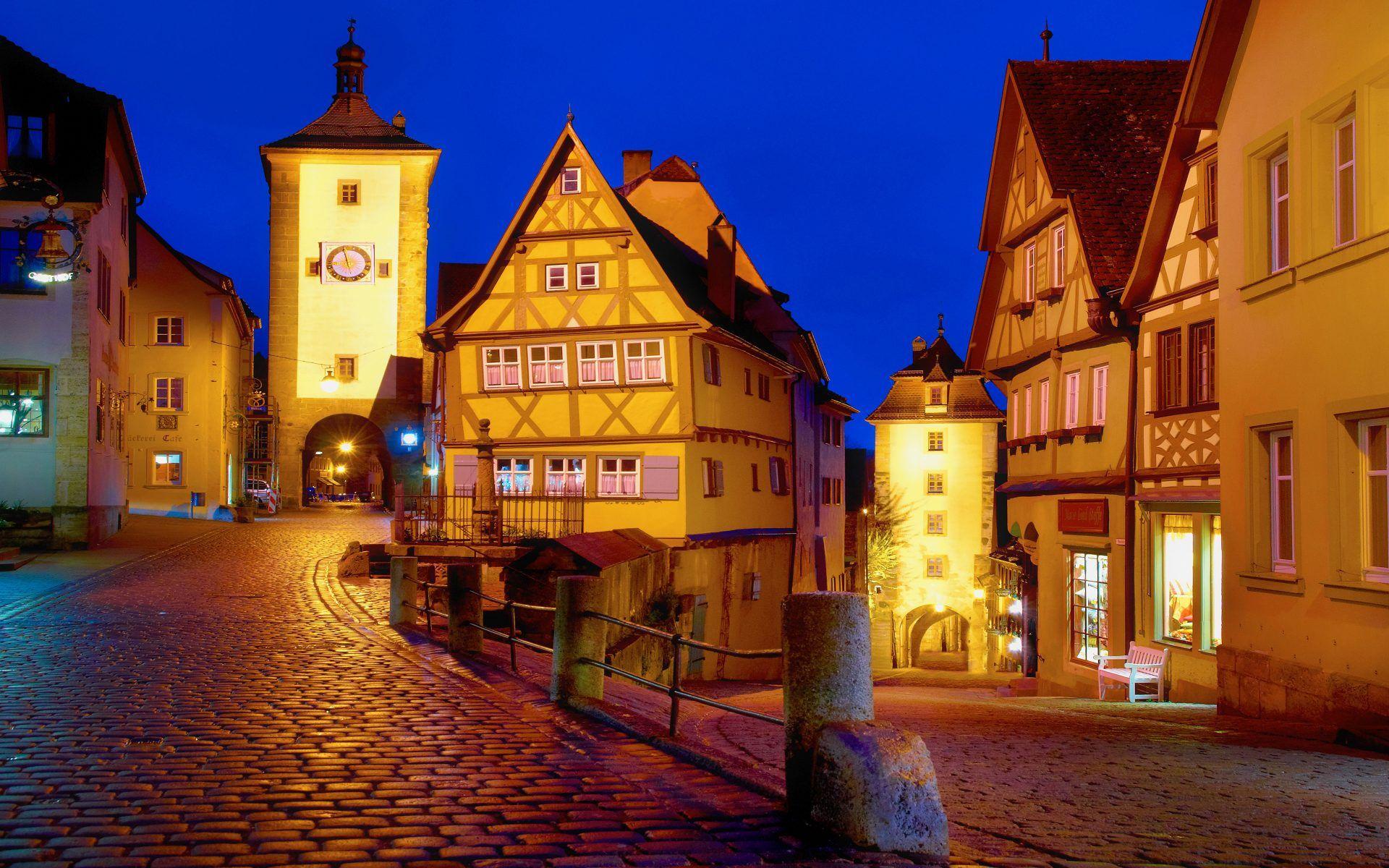 Rothenburg Ob Der Tauber Night Desktop HD Wallpaper. Schöne