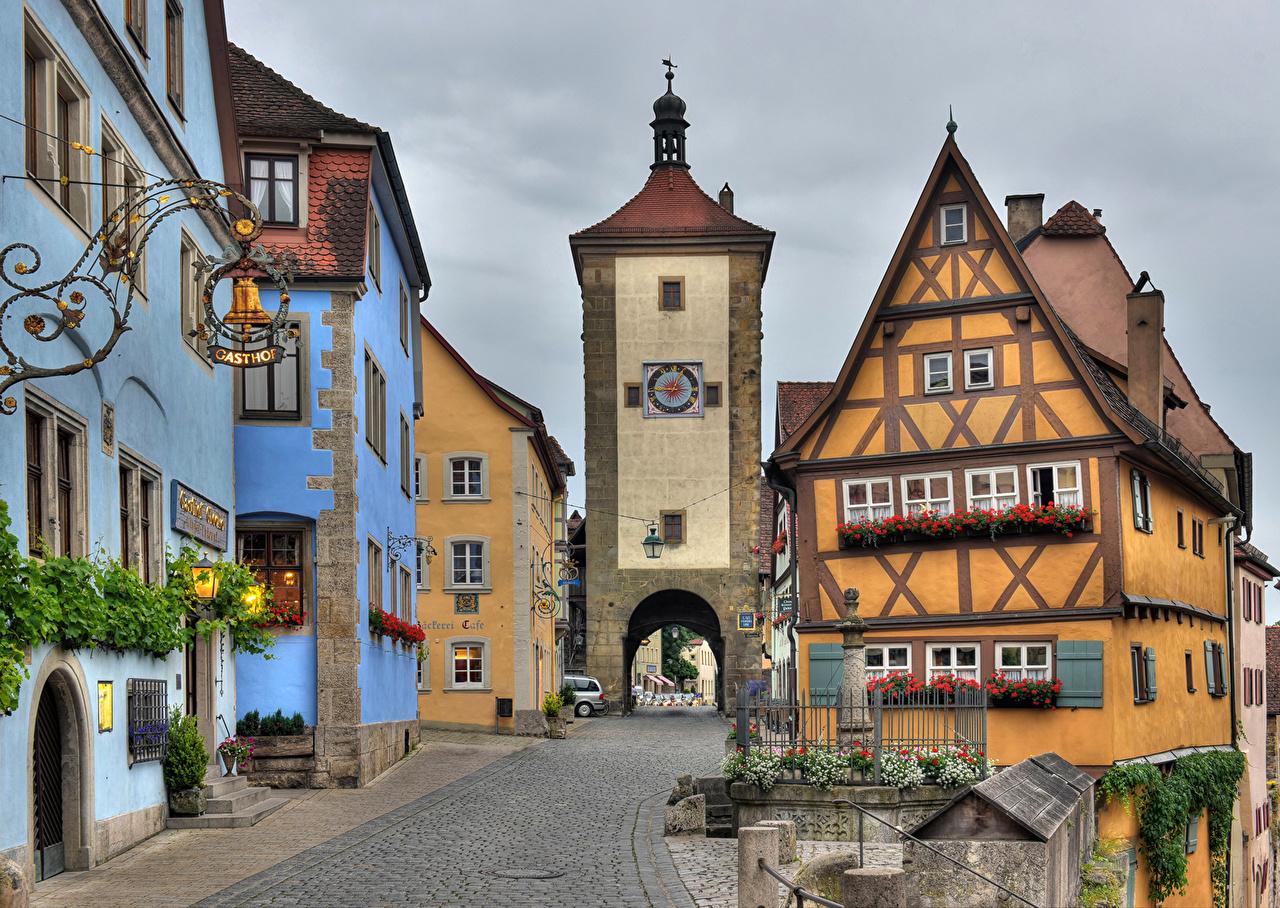 image Germany Rothenburg Street Cities Building