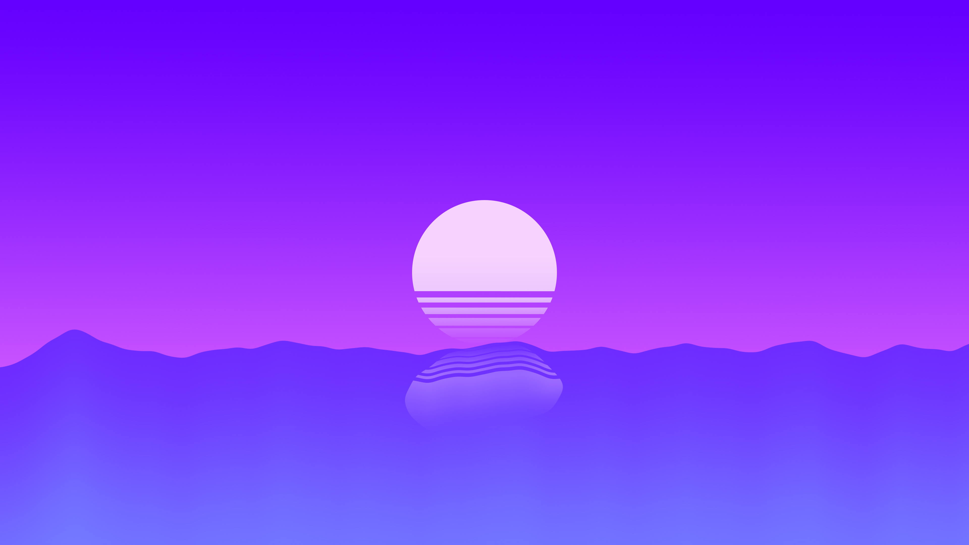 Wallpaper Moon, Seascape, Reflection, Purple, 4K, Minimal