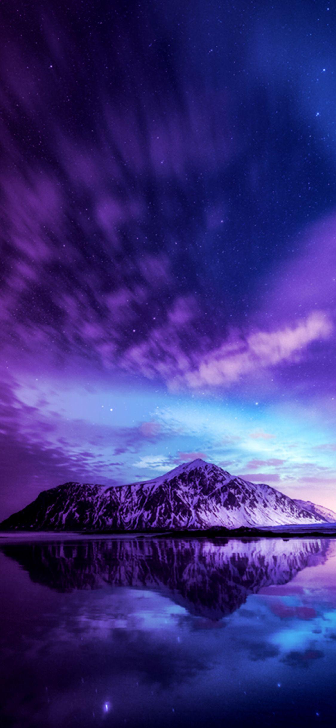 A mountain in a purple sky. Nature photo, Nature picture