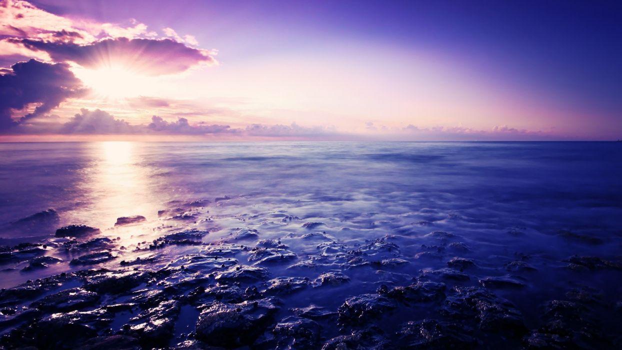 Sunlight Ocean Purple reflection bokeh wallpaperx1080