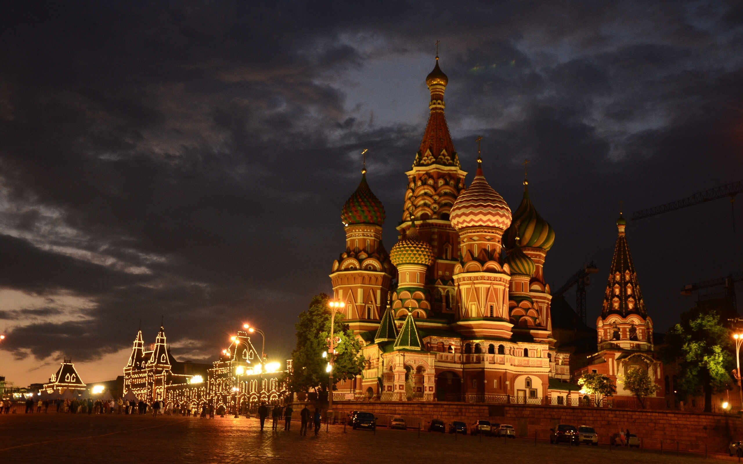Moscow Russia St_ Basil&;s Cathedral Red Square night city