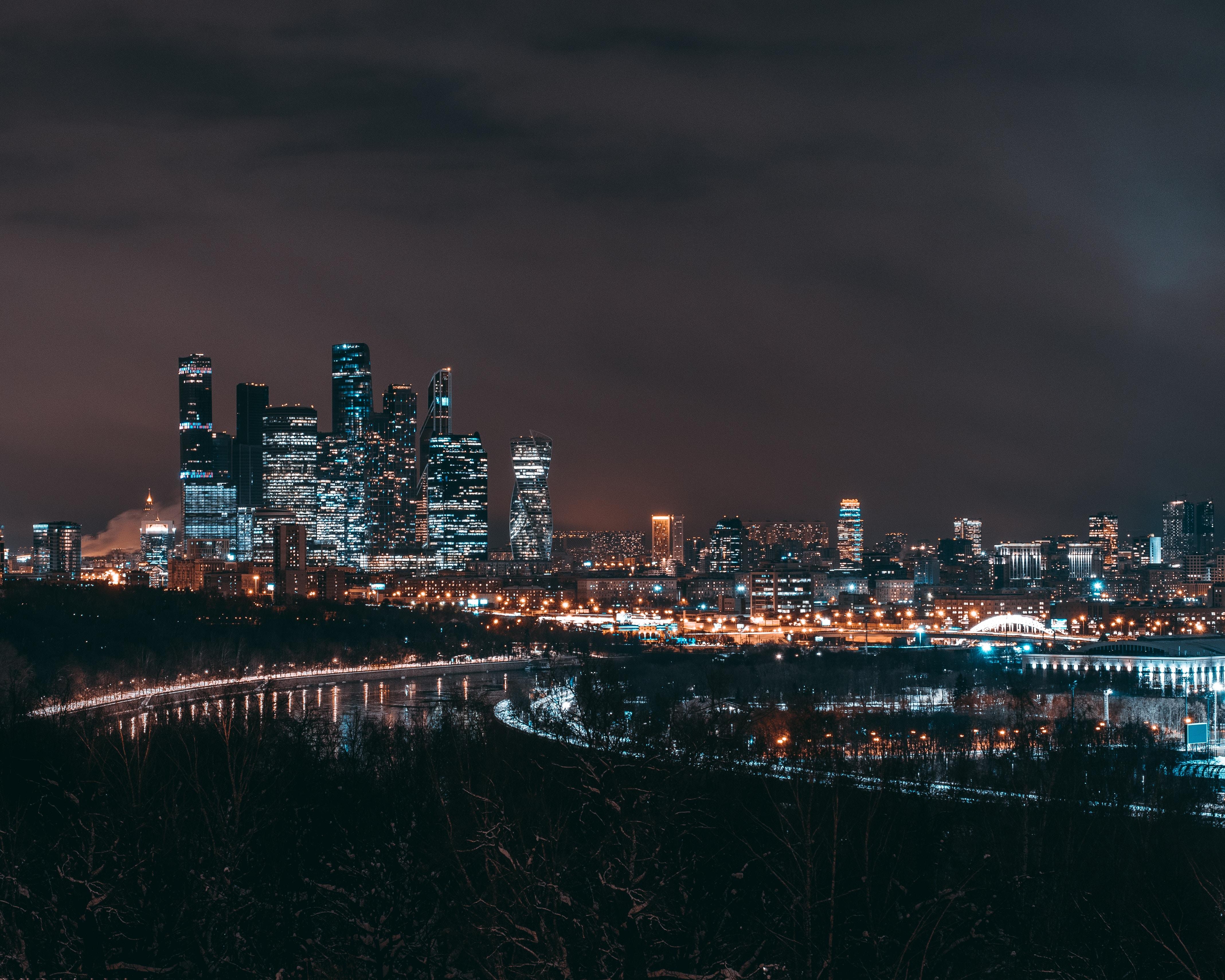 city, Moscow, Russia, Lights, Night Wallpaper HD / Desktop
