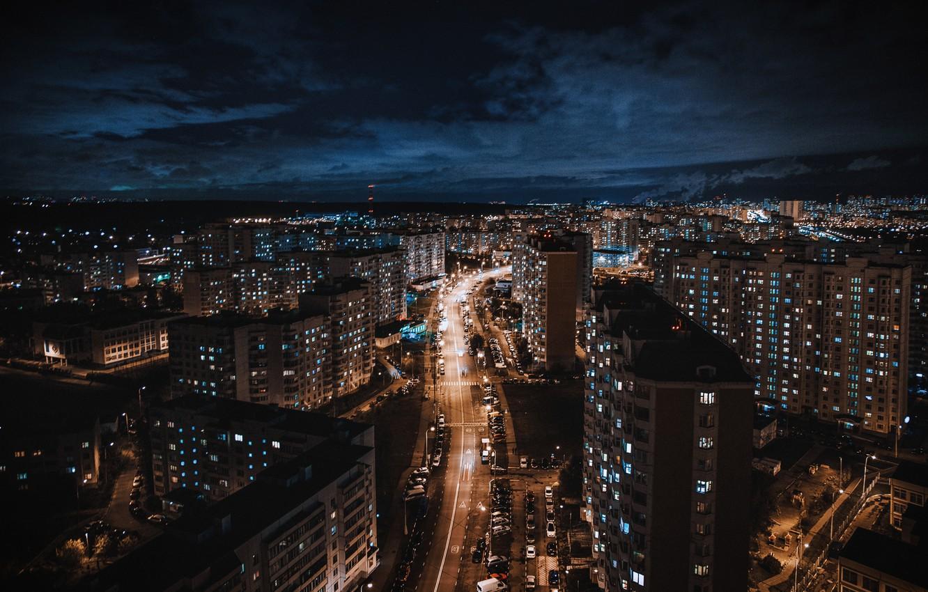 Wallpaper road, night, city, building, home, Moscow, Russia