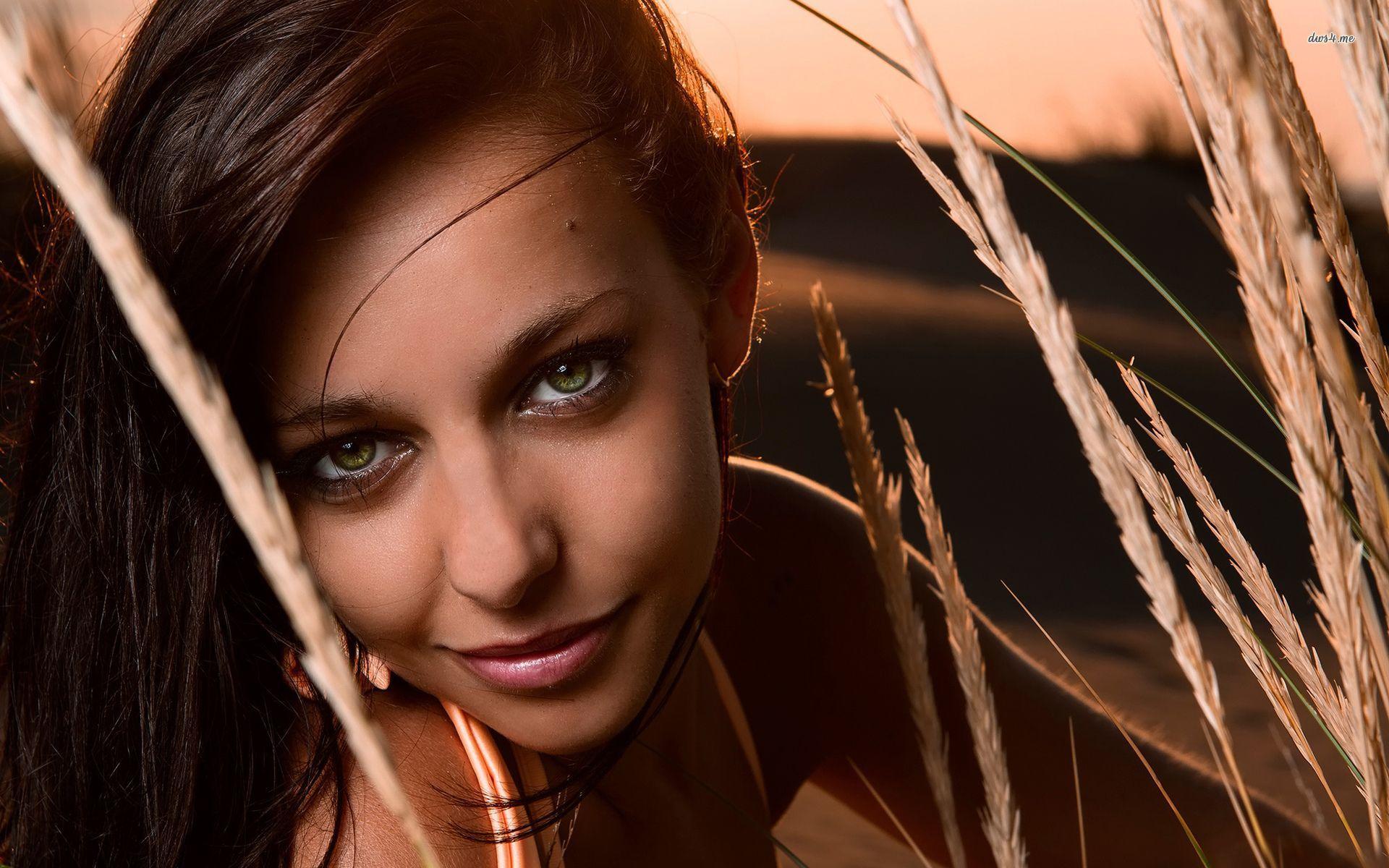 Beautiful green eyed brunette wallpaper wallpaper