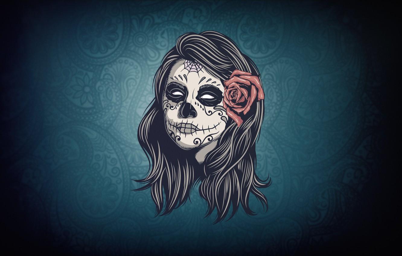 Wallpaper Girl, Style, Background, Day of the Dead, Day of the Dead, Sugar Skull, Katrina, Sugar skull, Calavera, Day of the dead, Catrina image for desktop, section минимализм