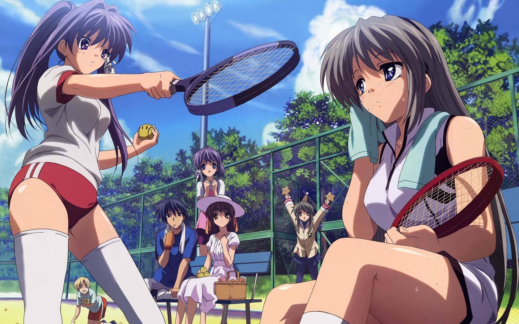 Download wallpaper 1680x1050 anime, girls, game, tennis