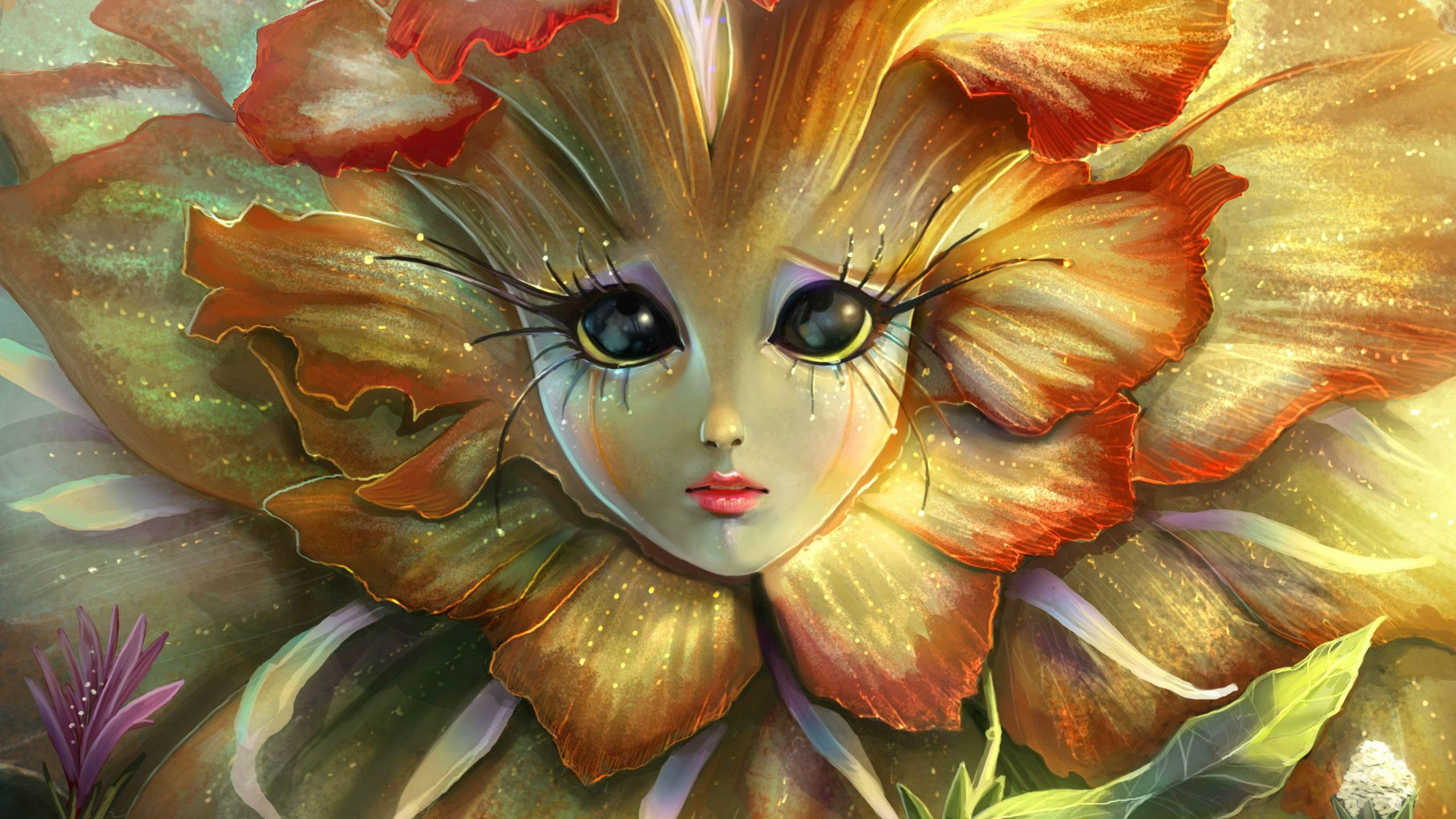 Sad Flower Girl HD Wallpaper Fairy Fantasy Art