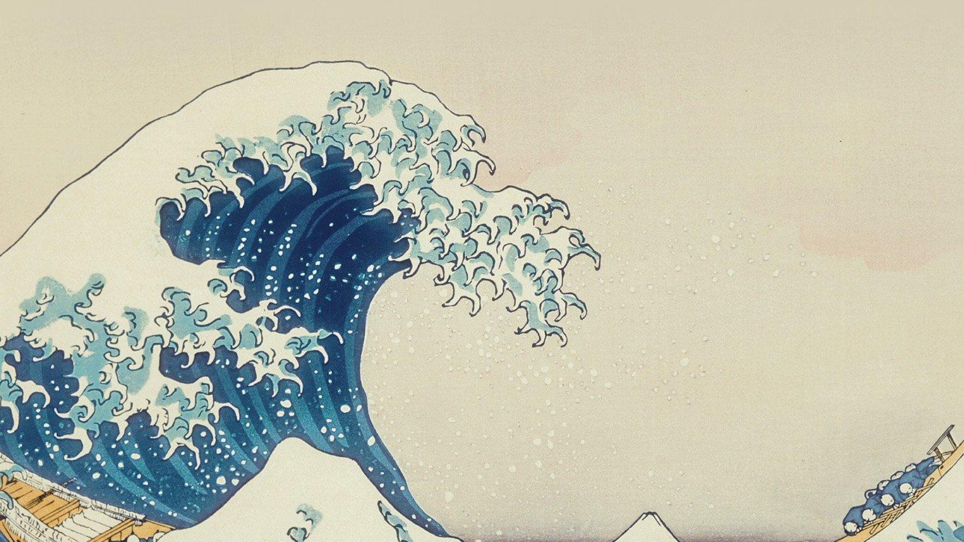 wallpaper for desktop, laptop. wave art hokusai