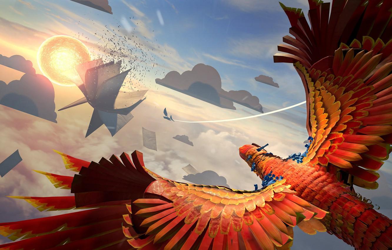 Wallpaper game, sky, bird, cloud, sun, kumo, virtual reality
