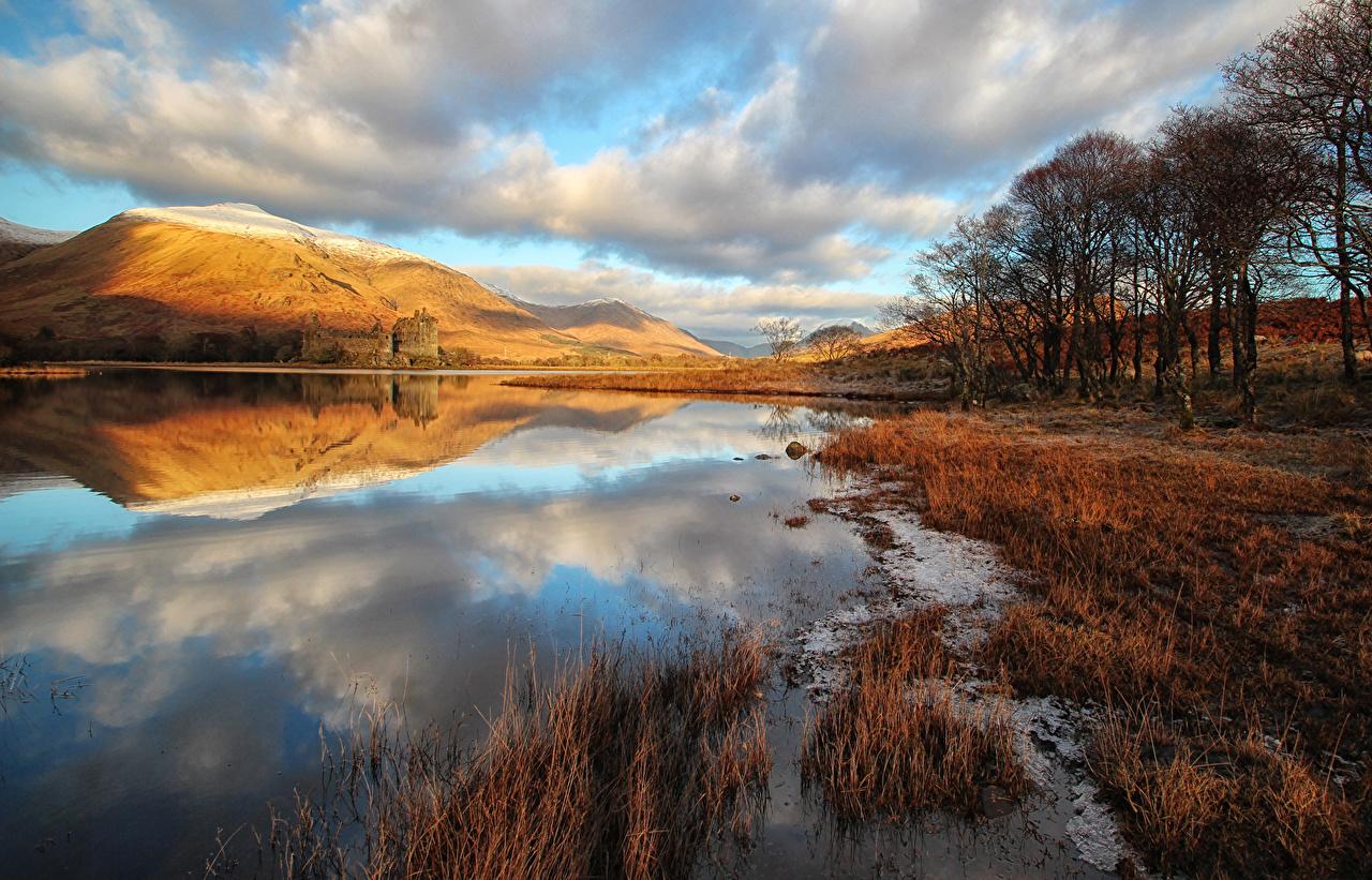 Picture Scotland Nature Autumn mountain Scenery Rivers Clouds