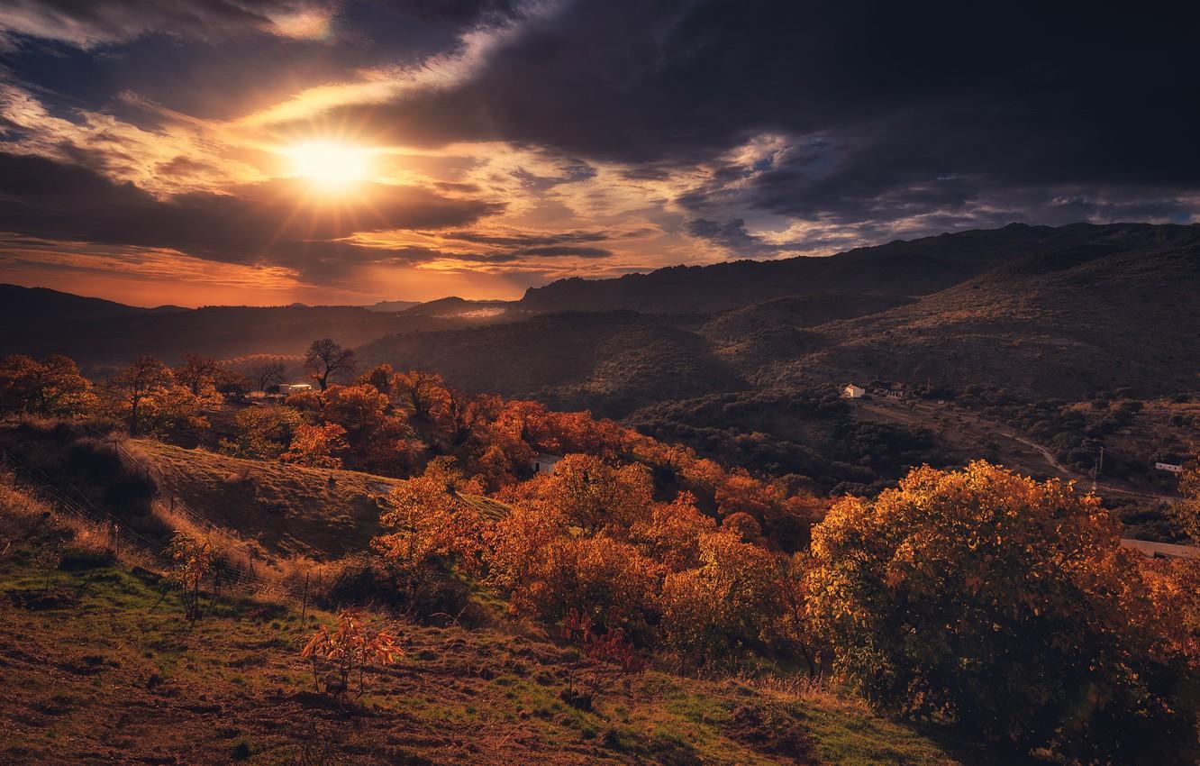 Wallpaper autumn, sunset, mountains image for desktop