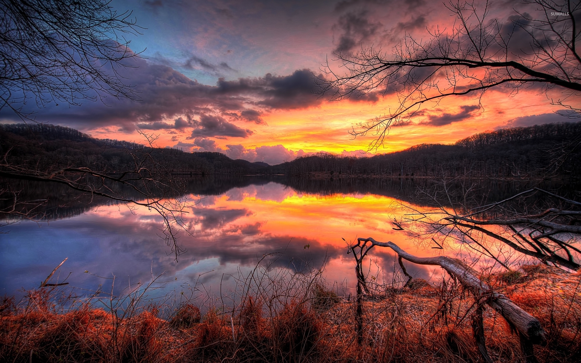 Autumn Sunset Over Lake Wallpapers Wallpaper Cave
