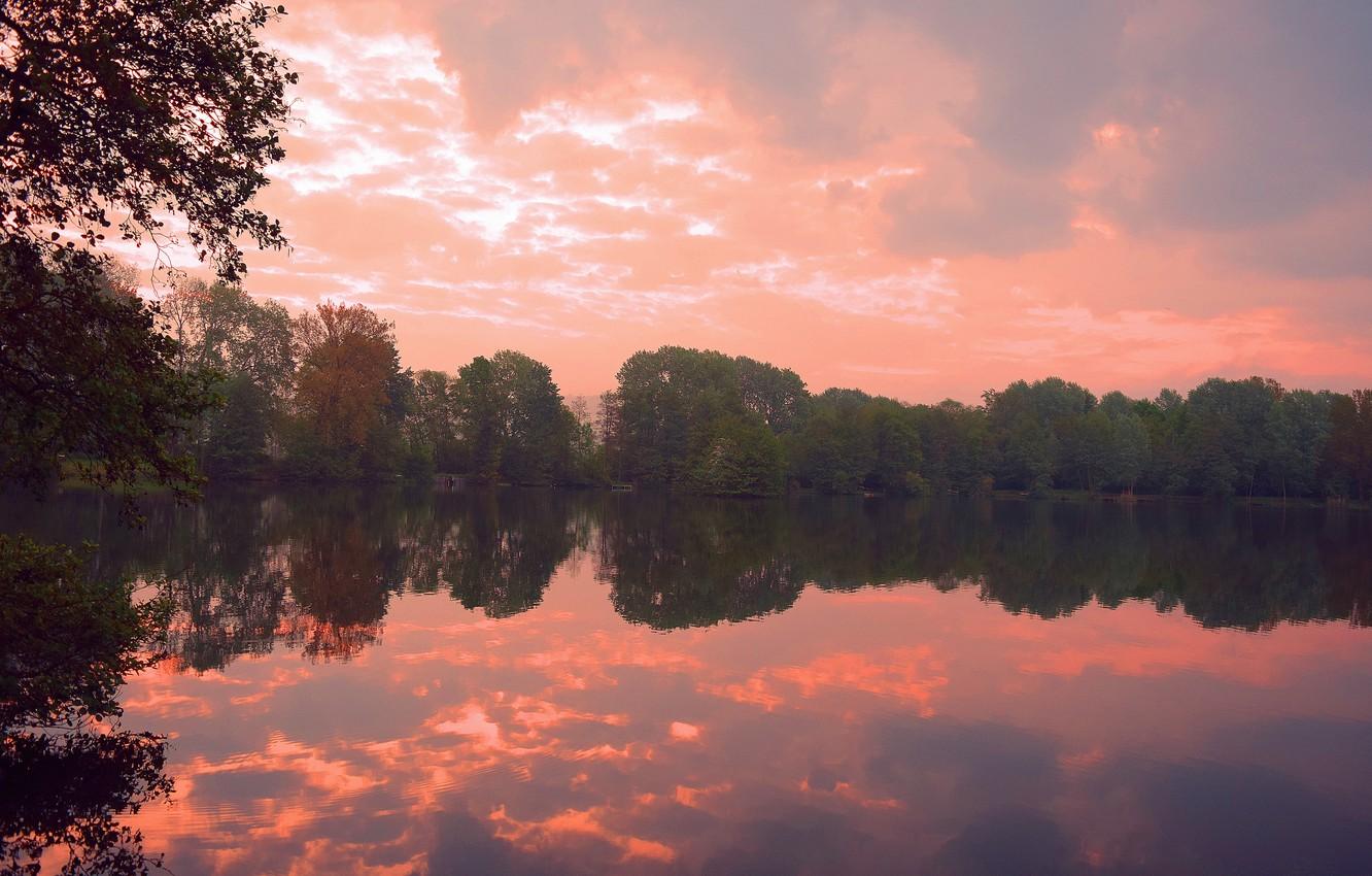 Wallpaper autumn, sunset, lake, sunset, Autumn, lake image for desktop, section пейзажи