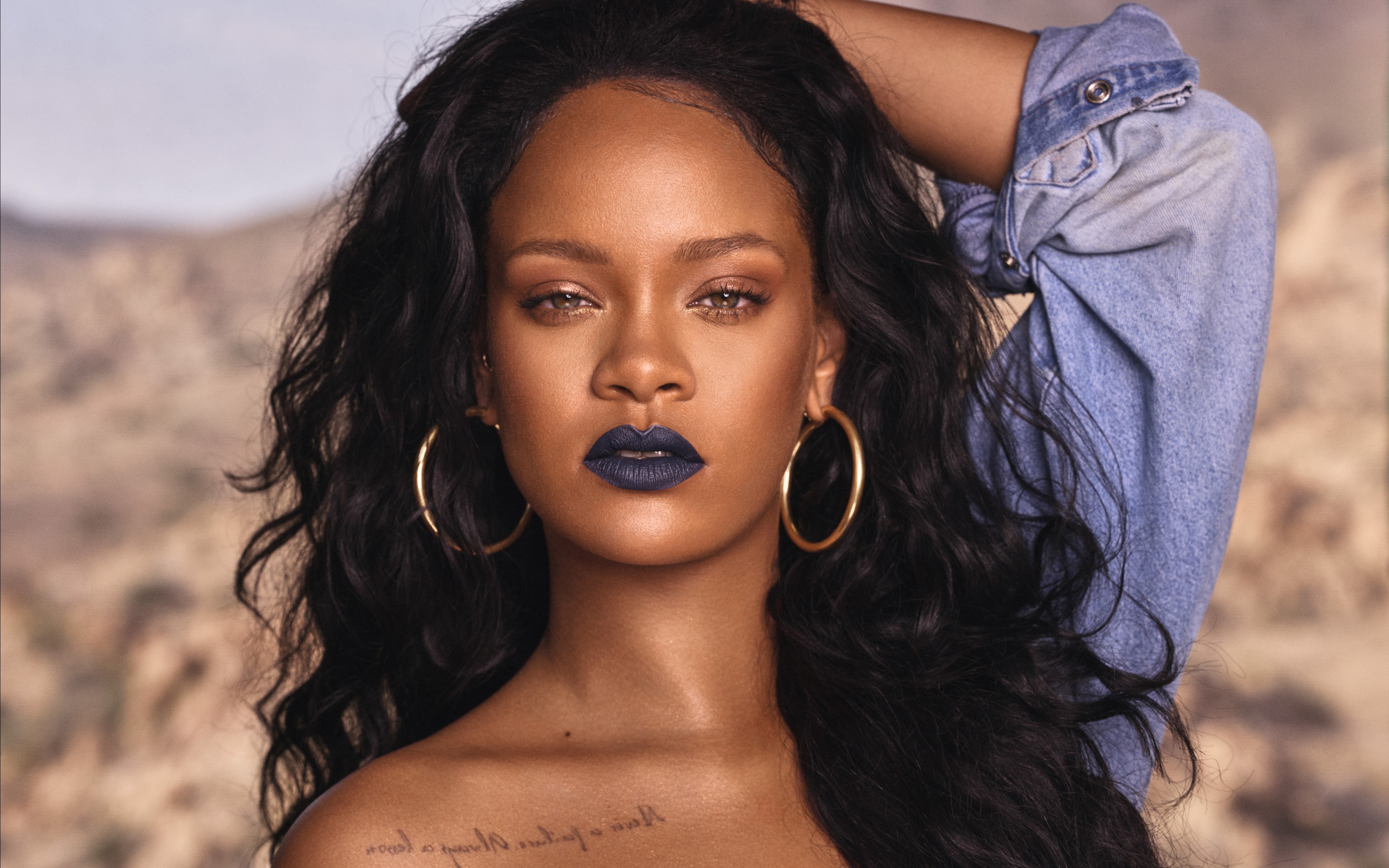 Download wallpaper Rihanna, 4k, portrait, stylish purple