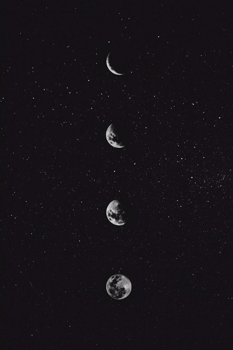 Galaxy Moon Black Wallpaper iphone. Moon and stars wallpaper, Star wallpaper, Black wallpaper iphone