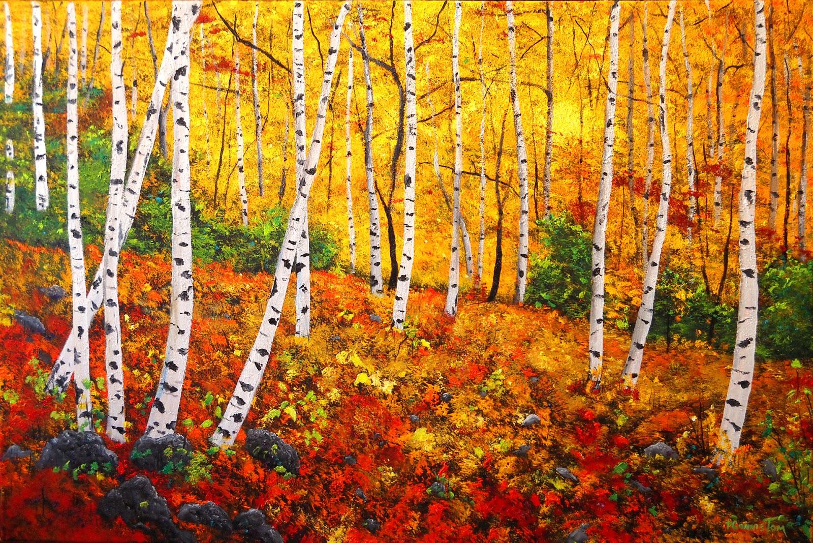 Birch Tree Forest Painting. Explore