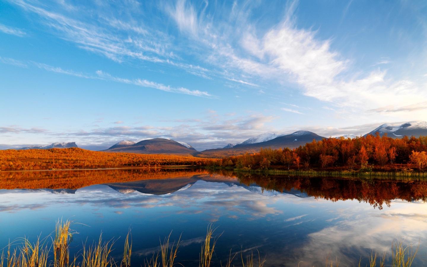 Clouds Autumn Reflection Wallpaper in jpg format for free