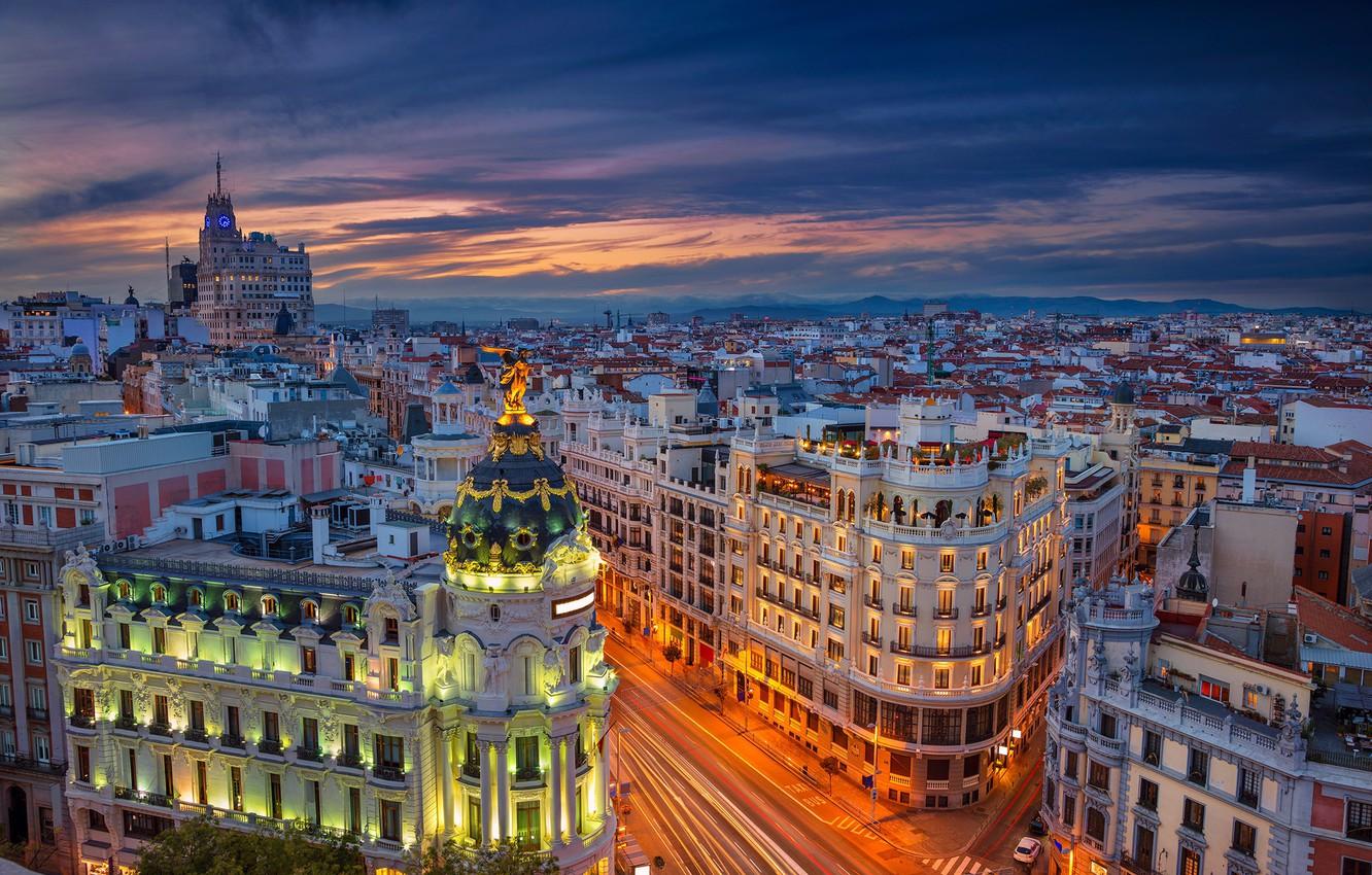Wallpaper street, building, Spain, Spain, Madrid, Madrid, Gran Via, Gran Via image for desktop, section город