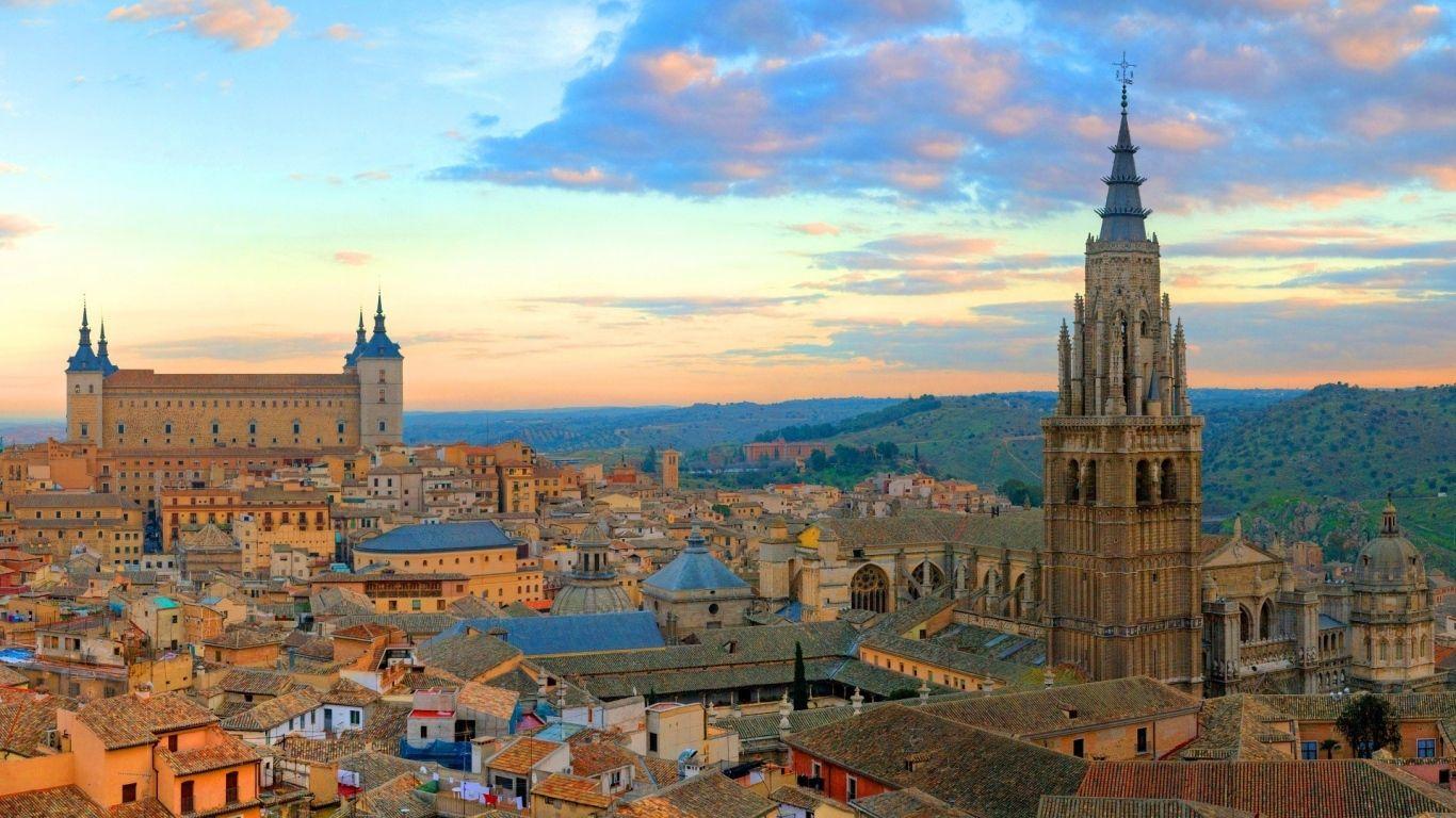 Download Wallpaper 1366x768 Spain, Panorama, Toledo laptop