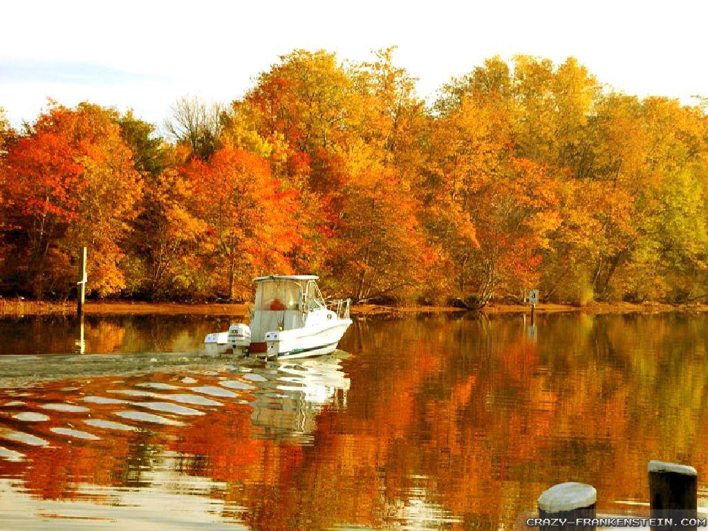 Boating On Beautiful Autumn Wallpaper 1024x768