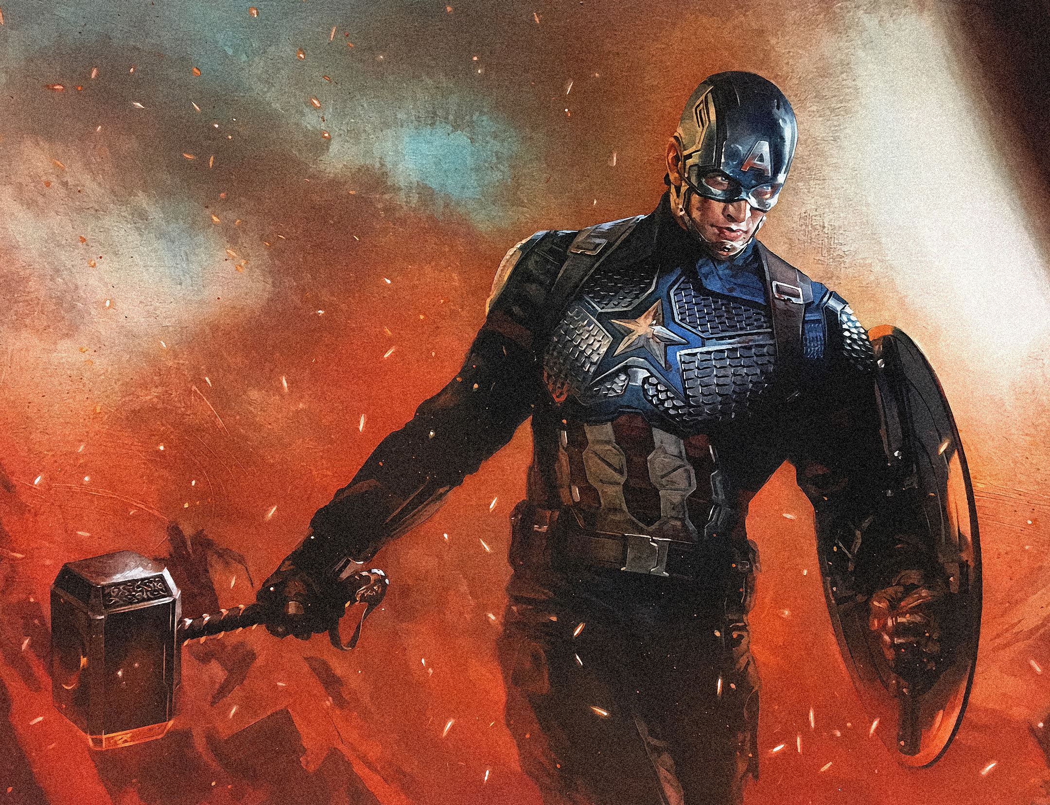 Wallpaper of Avengers EndGame, Captain America, Mjölnir background