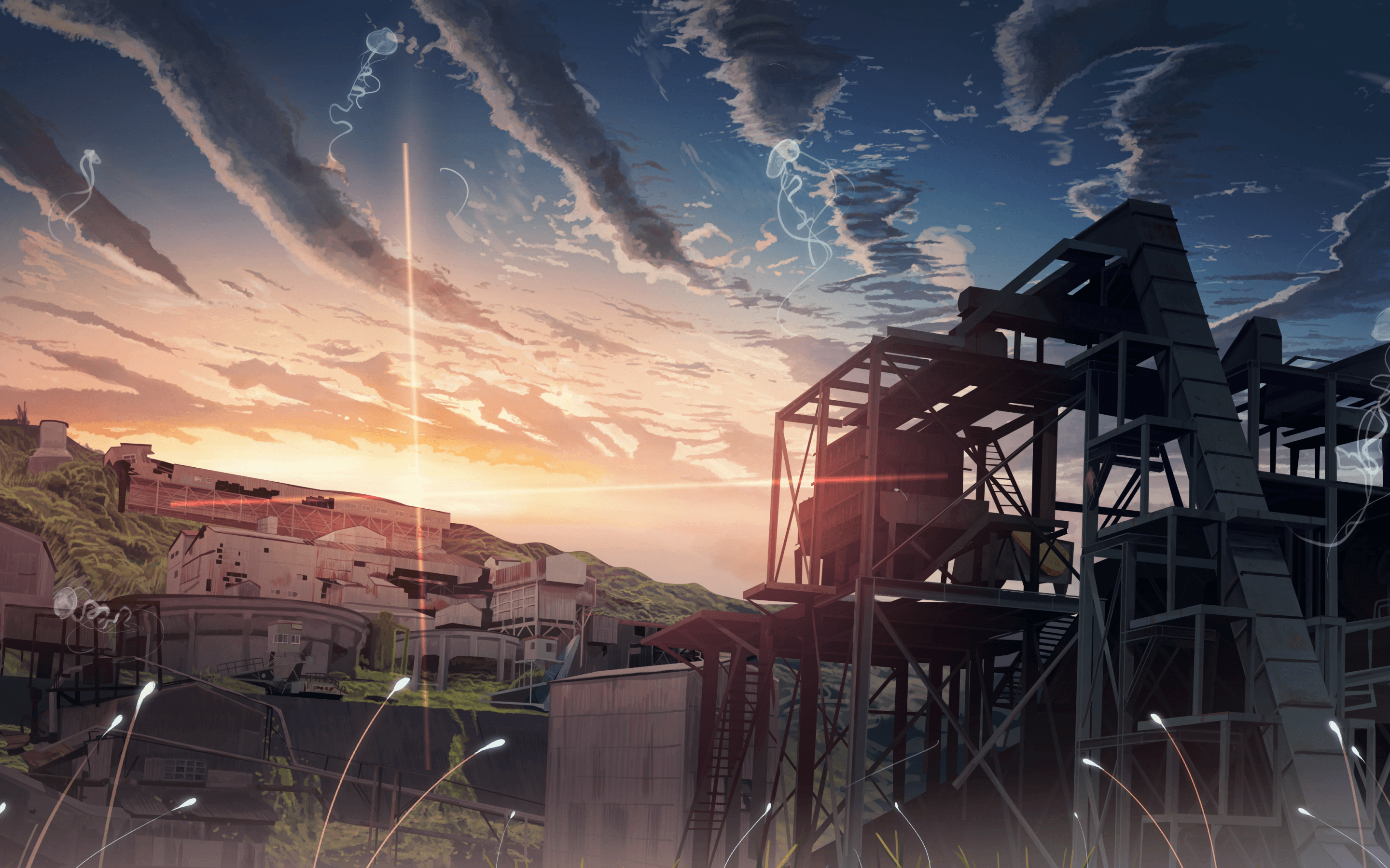 Download 2880x1800 Anime Landscape, Sunset, Clouds