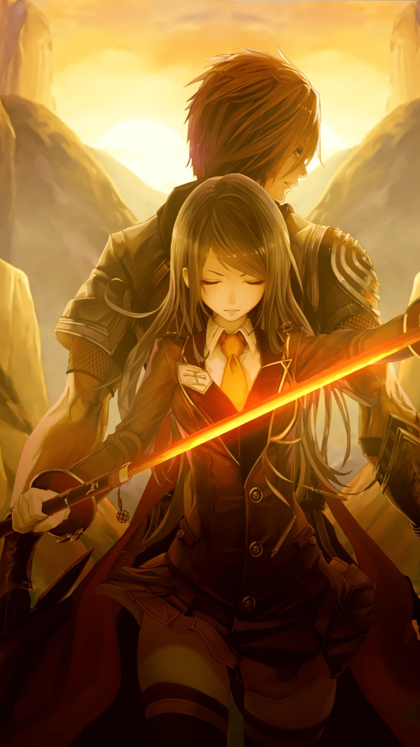 Wallpaper Akai Katana, Batan Saionj, Kikyo Saionji, Anime