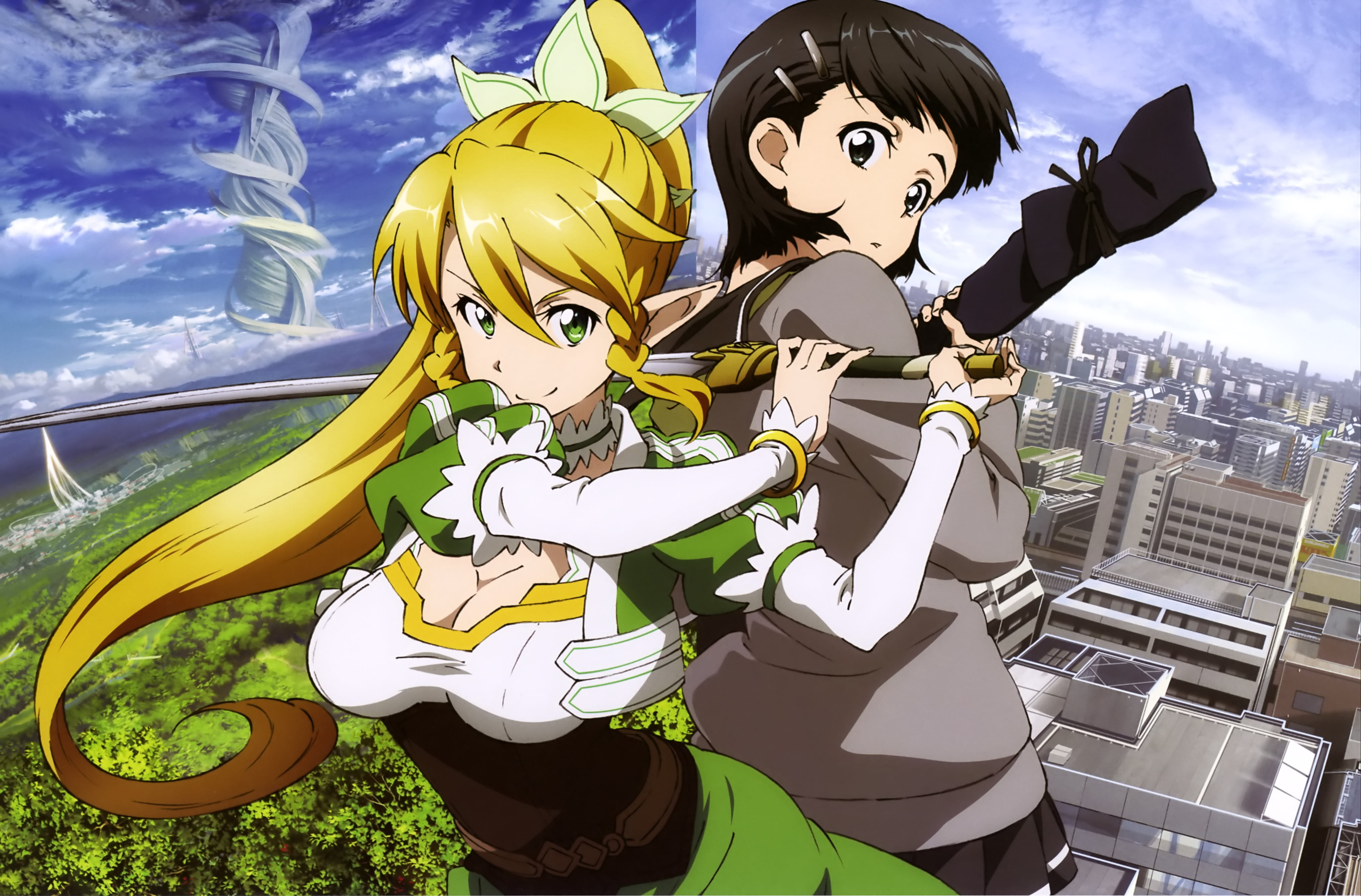 Yellow haired female animated character digital wallpaper, Sword Art Online, Kirigaya Suguha, Leafa(Sword Art Online), anime HD wallpaper